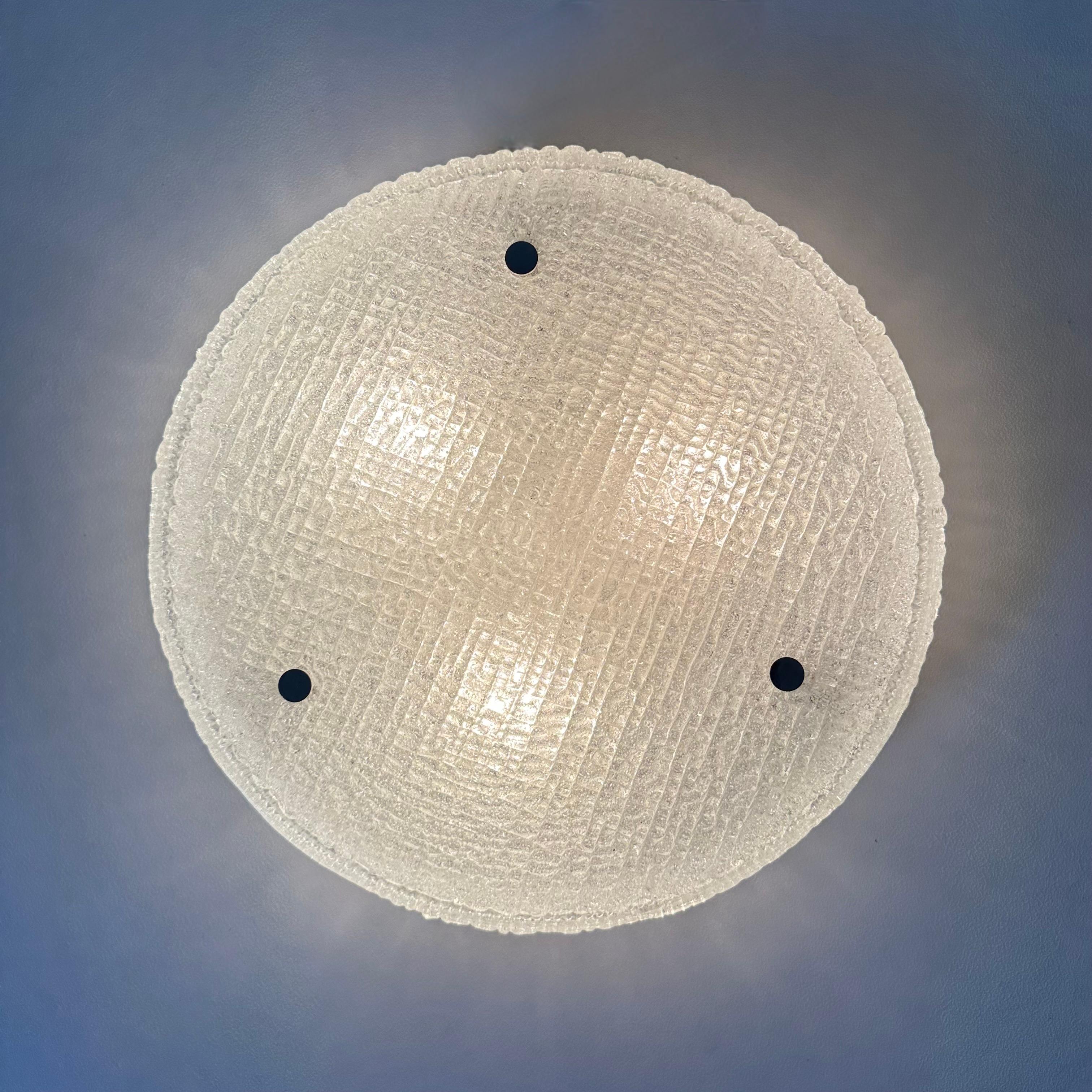 Murano Glass Flushmount Fixture by Kaiser, Germany, 1960s For Sale 1