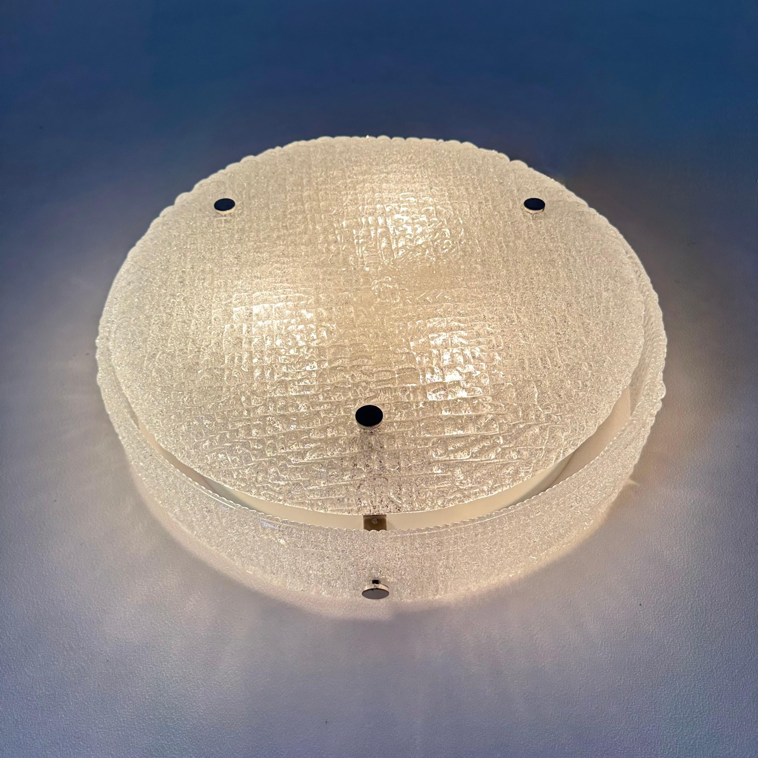 Murano Glass Flushmount Fixture by Kaiser, Germany, 1960s For Sale 2
