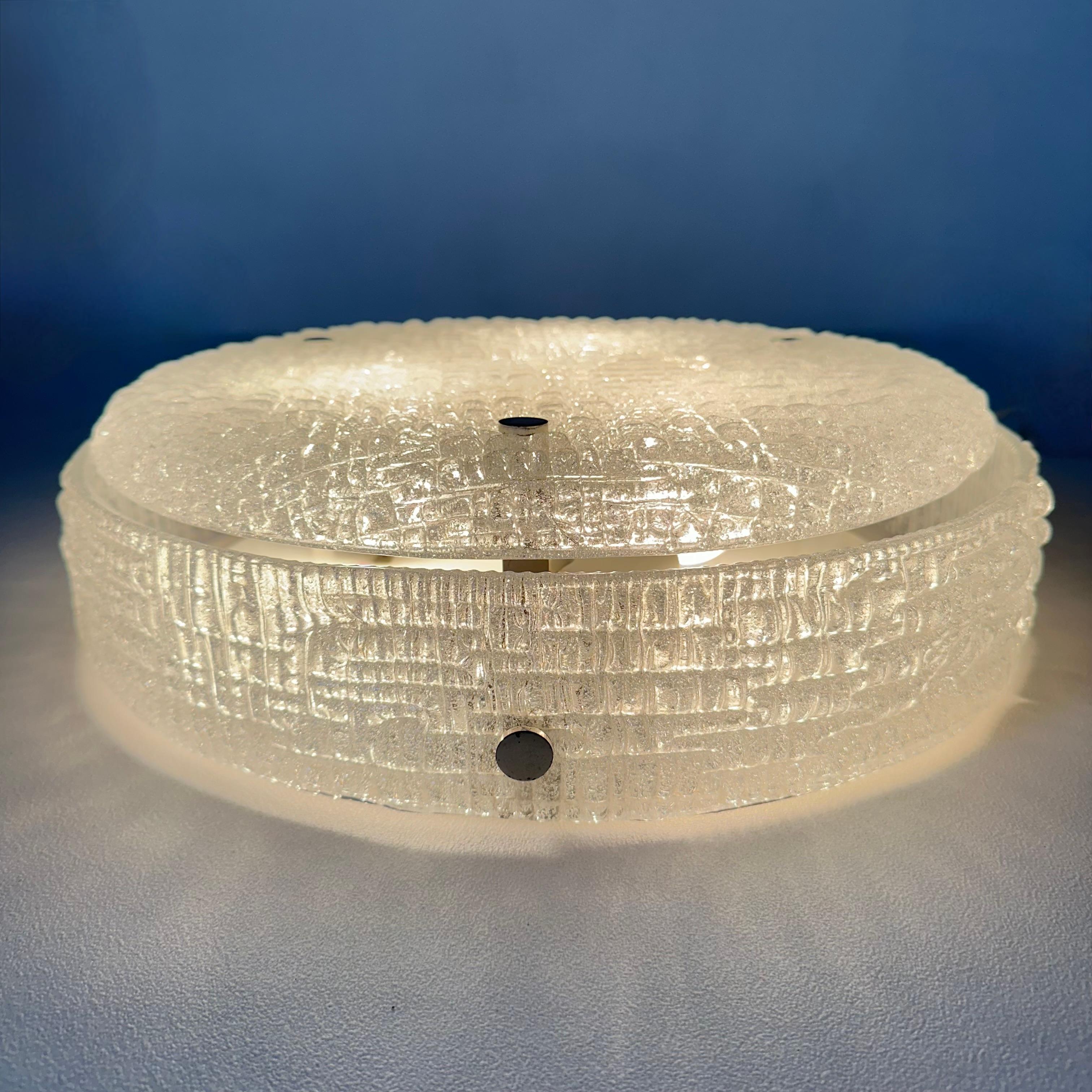 Murano Glass Flushmount Fixture by Kaiser, Germany, 1960s For Sale 3