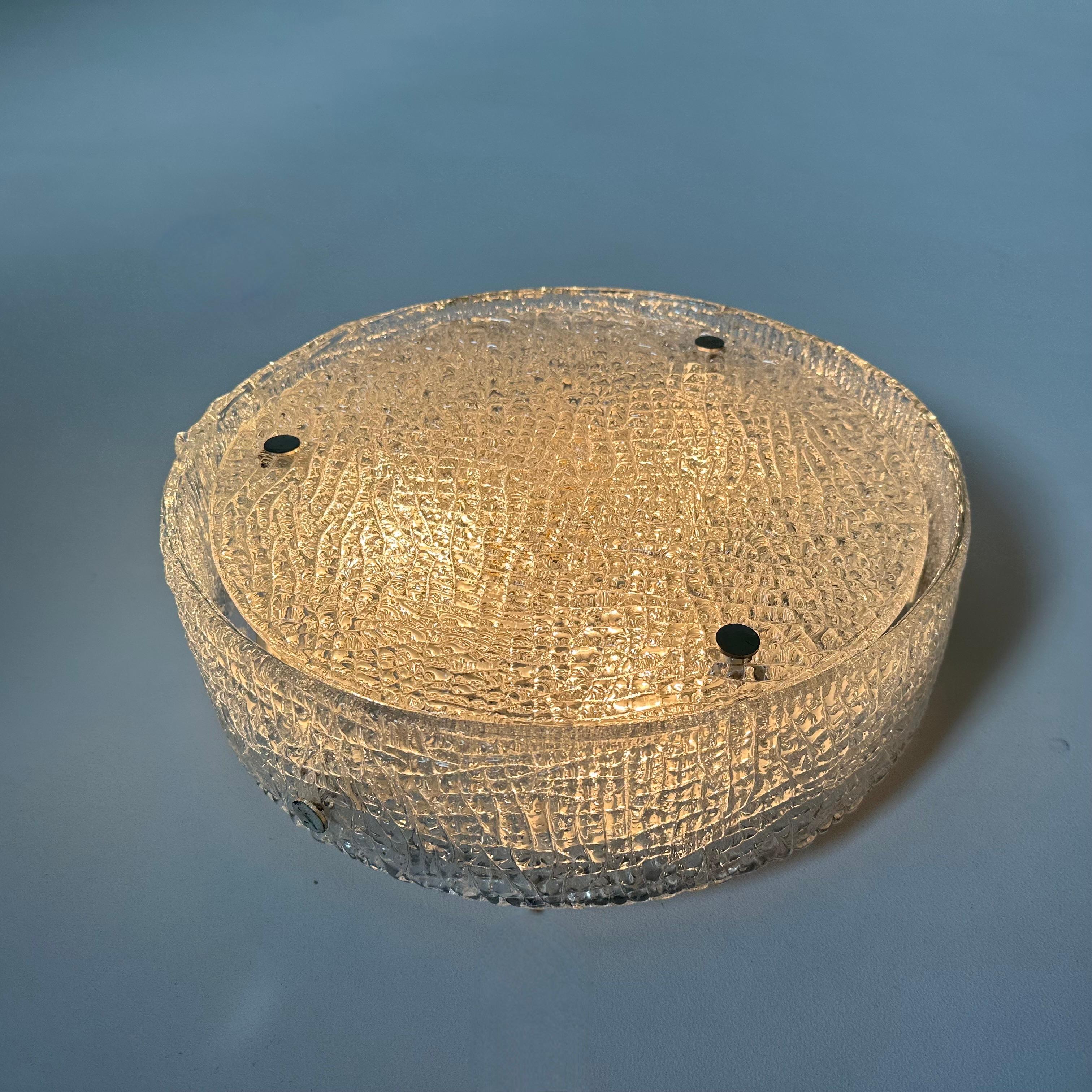 Murano Glass Flushmount Fixture by Kaiser, Germany, 1960s For Sale 5