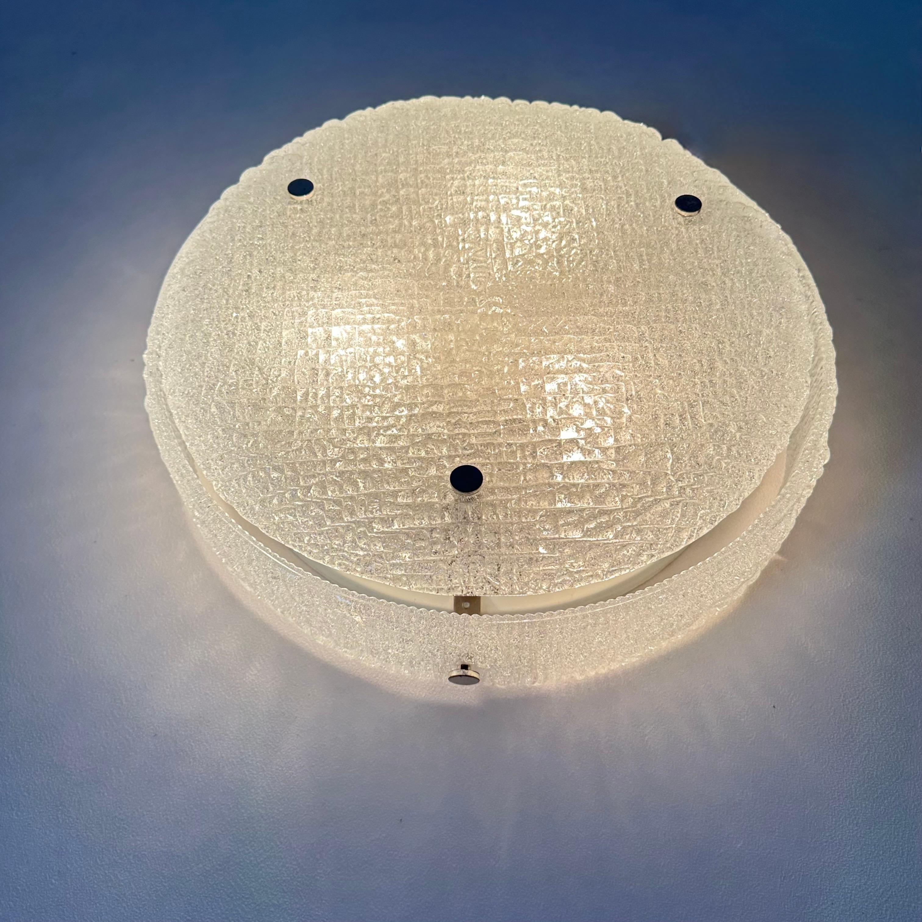 Murano Glass Flushmount Fixture by Kaiser, Germany, 1960s For Sale 4
