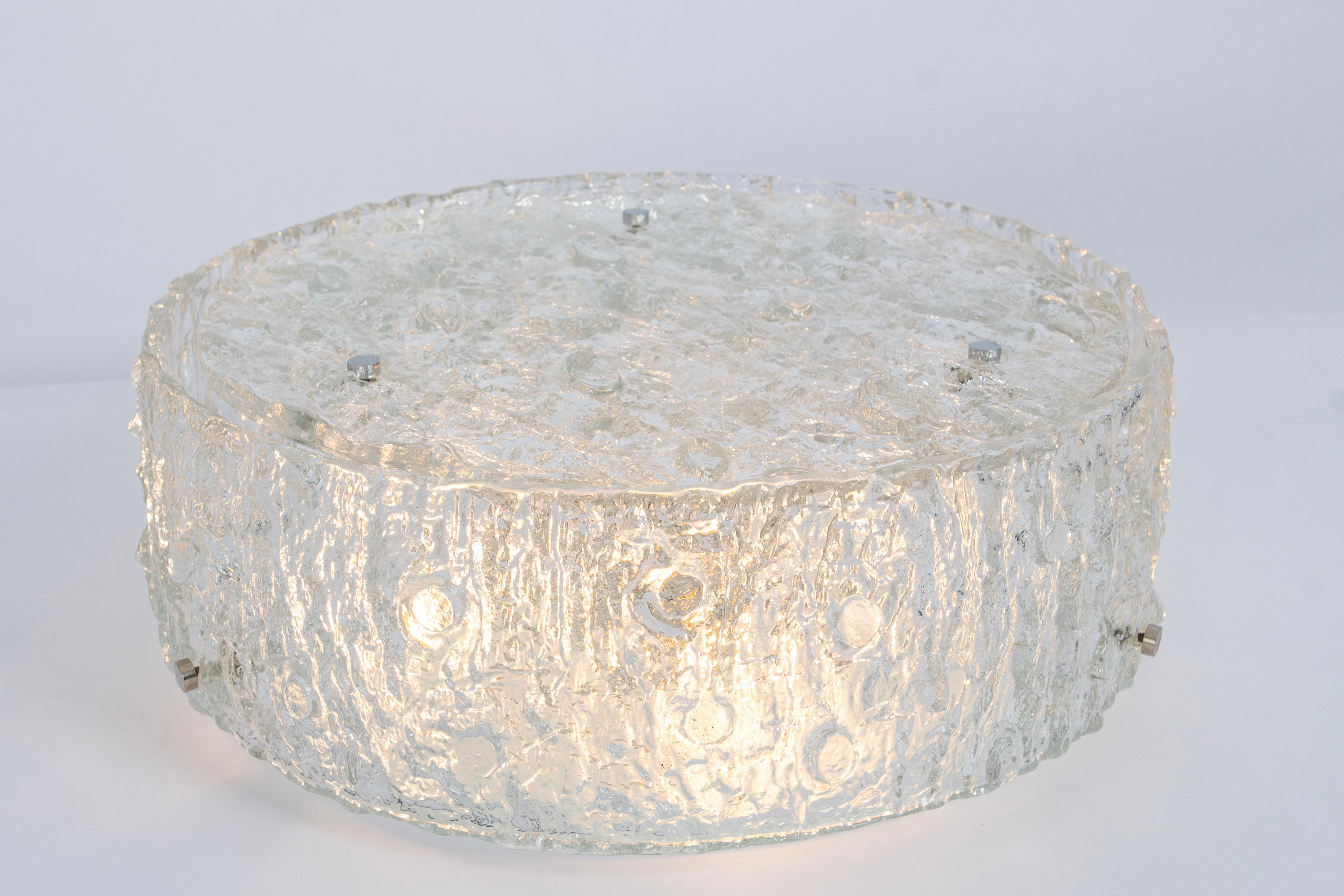 Murano Glass Flushmount Fixture in style of Kaiser, Germany, 1960s For Sale 7