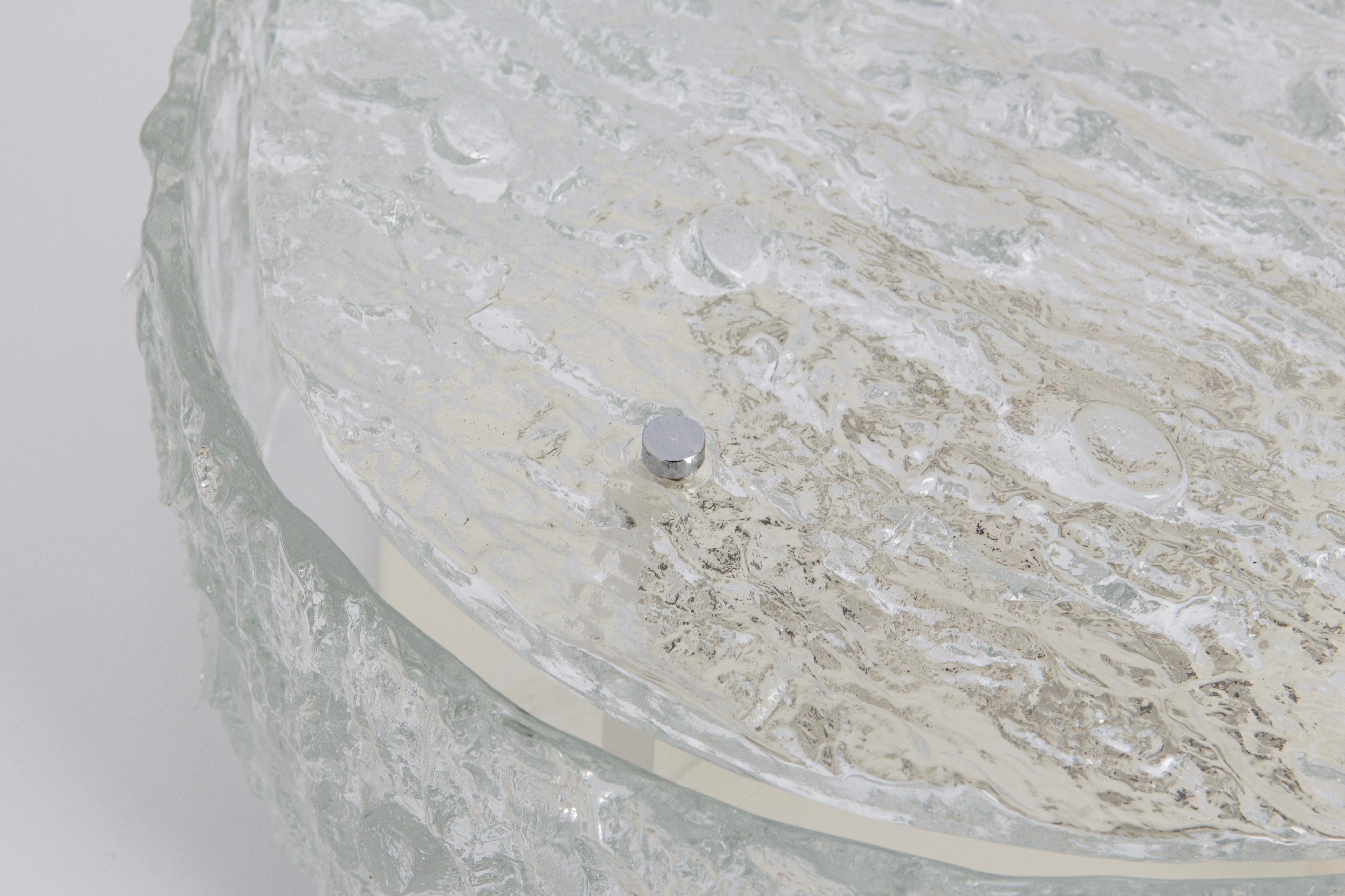 Mid-Century Modern Murano Glass Flushmount Fixture in style of Kaiser, Germany, 1960s For Sale