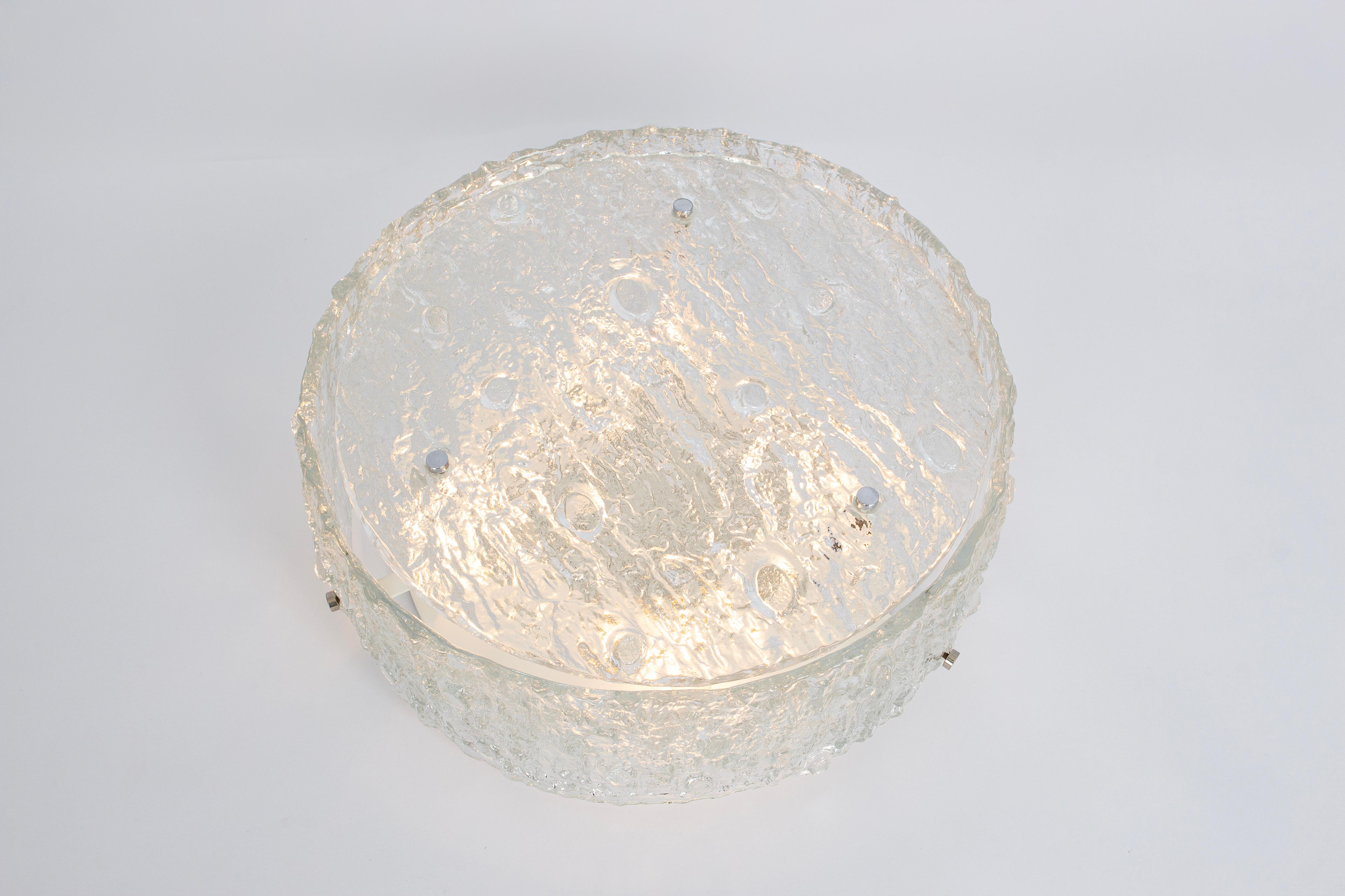 Murano Glass Flushmount Fixture in style of Kaiser, Germany, 1960s For Sale 4