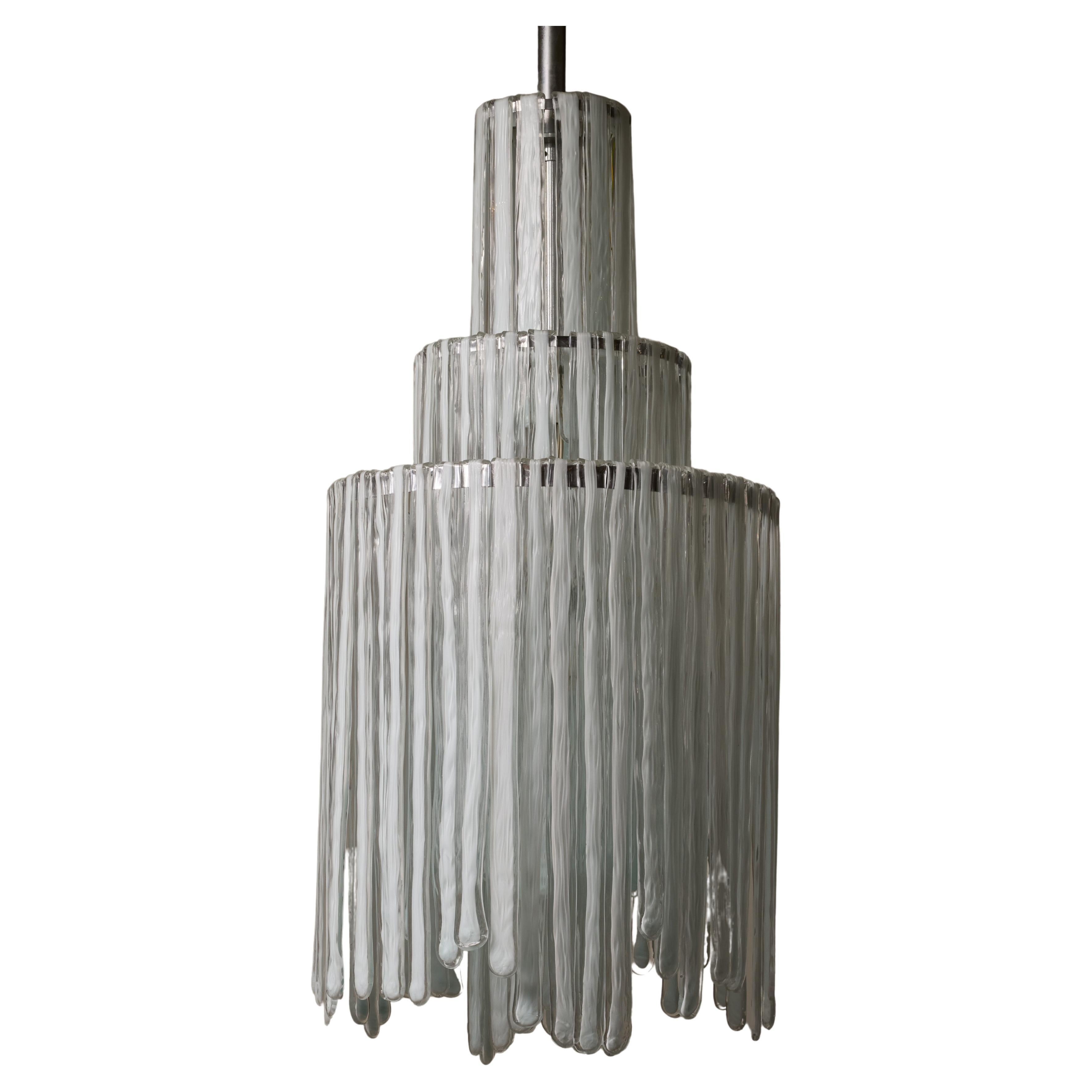 Lampadario stile fontana in vetro di Murano