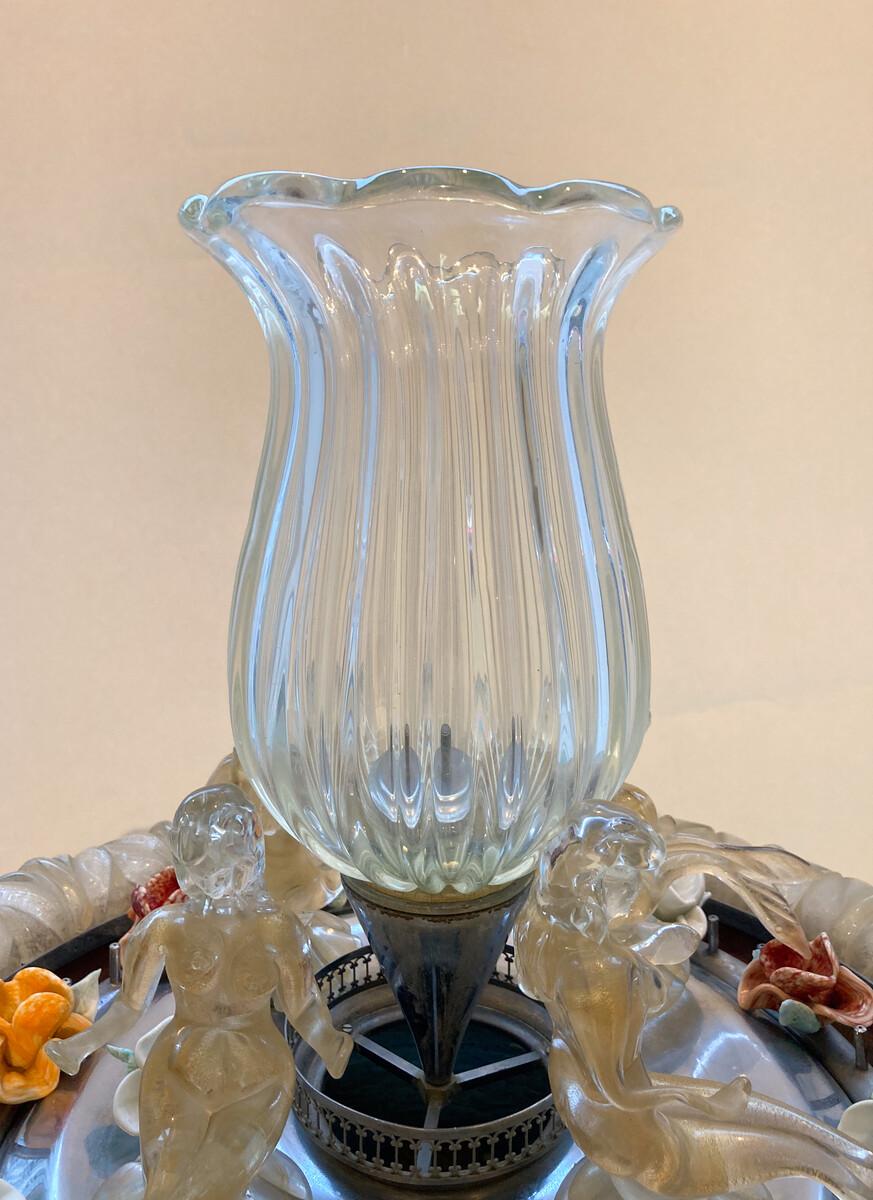  Murano Glass Fountain with a Central Vase encircled by 4 Mermaids, 1950s For Sale 5