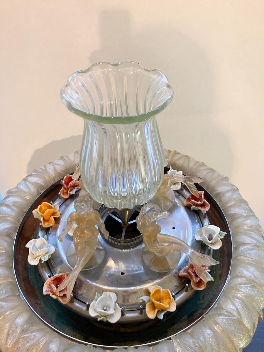  Murano Glass Fountain with a Central Vase encircled by 4 Mermaids, 1950s For Sale 7