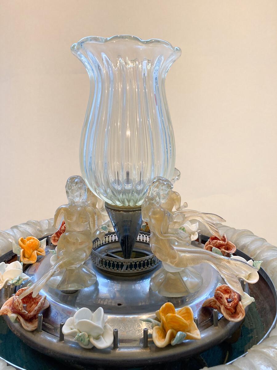  Murano Glass Fountain with a Central Vase encircled by 4 Mermaids, 1950s For Sale 14