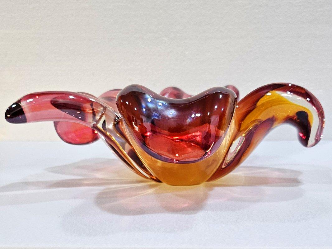 Other CLOSING SALE Murano Glass 4 Leaf Clover Bowl, Reddish-Pink Light Golden, Seguso