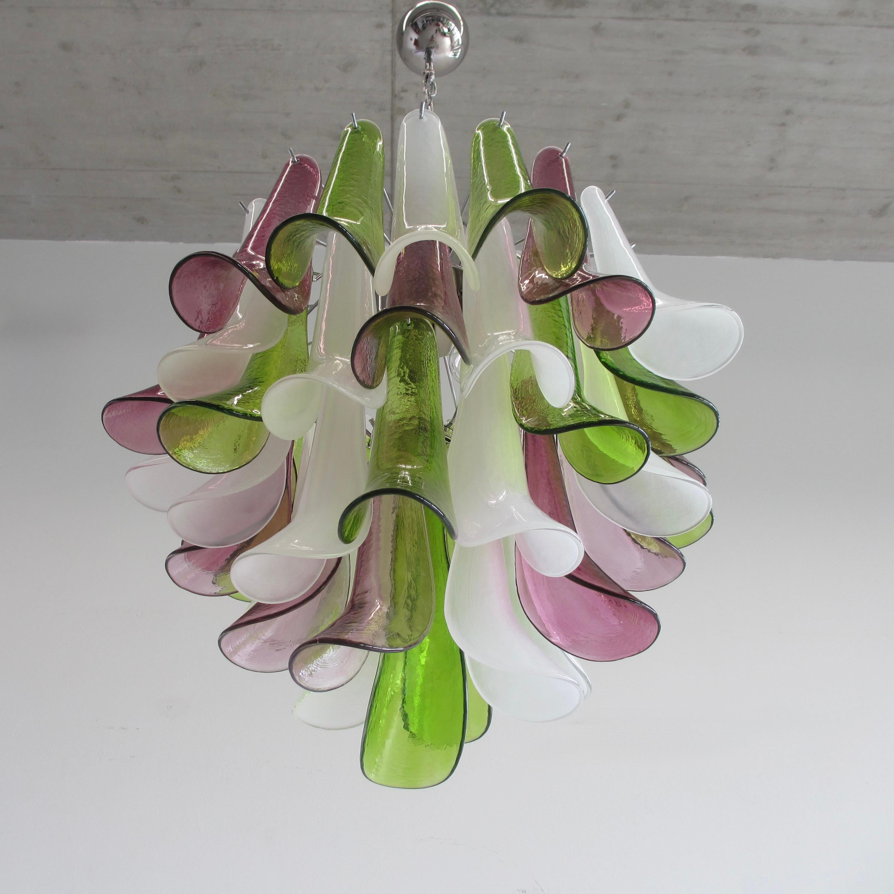 Lampadario a quattro livelli in vetro di Murano con vetro 