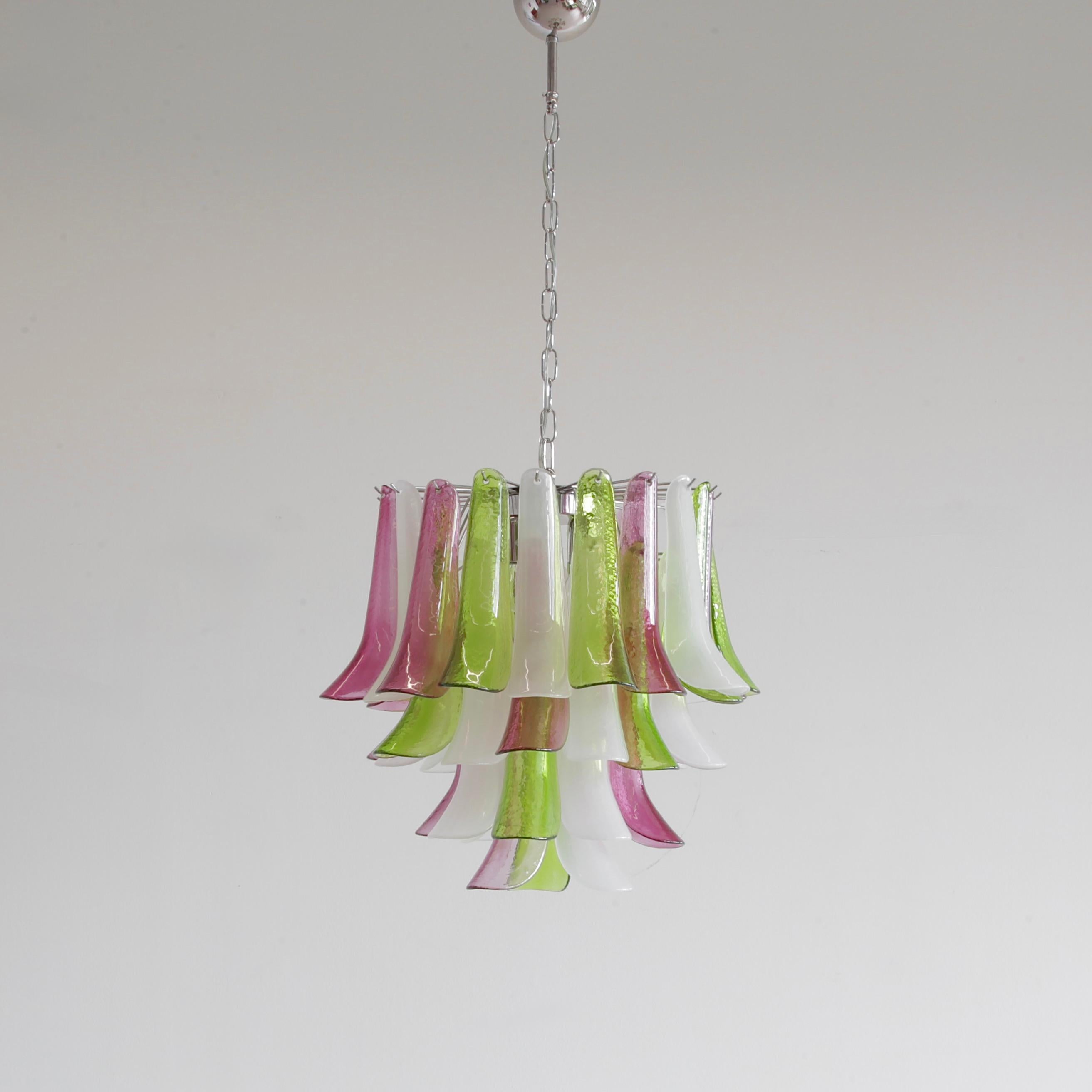 Metallo Lampadario a quattro livelli in vetro di Murano con vetro 