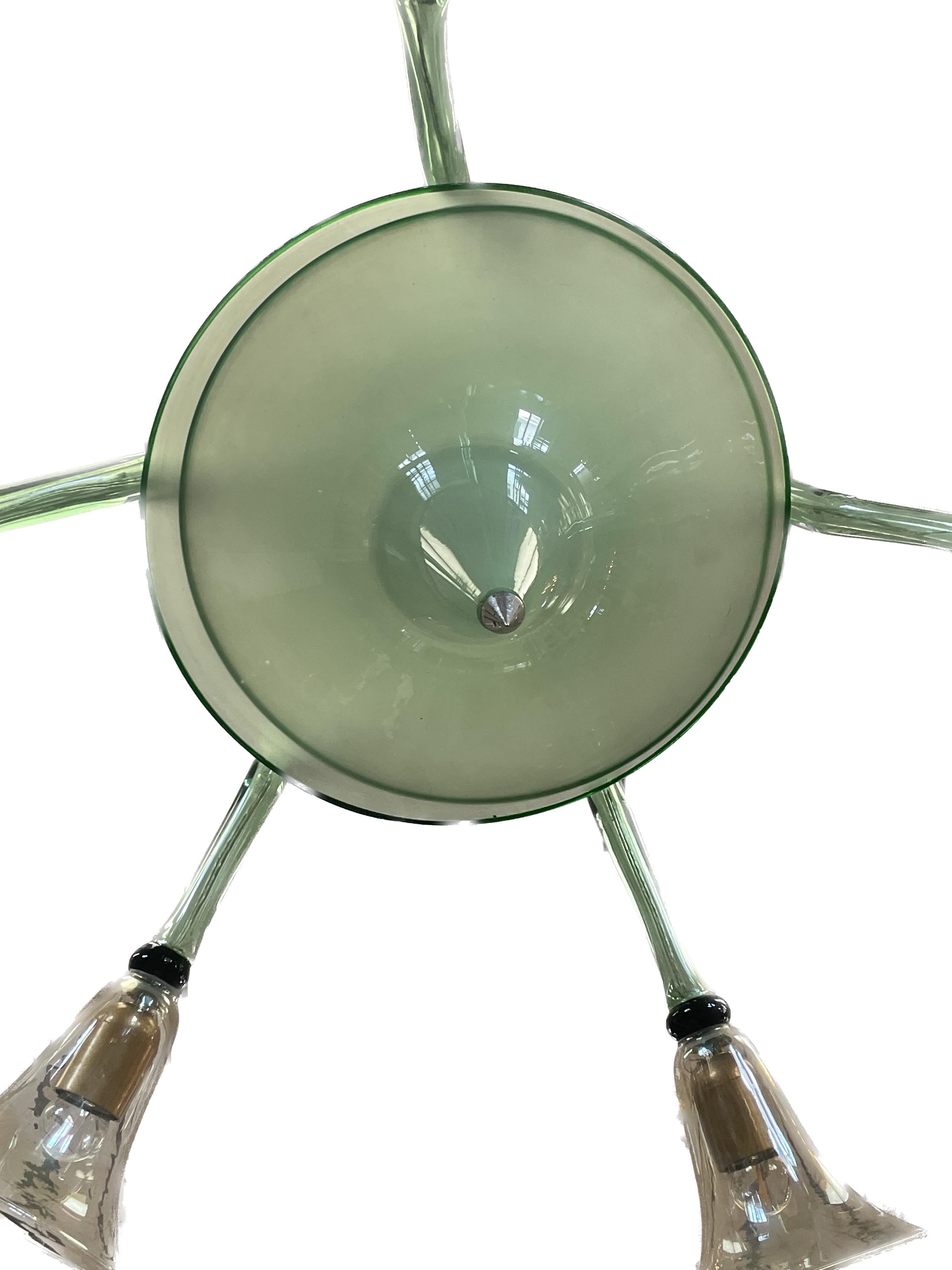 Murano Glass Fratelli Toso Pendant Chandelier With 5 Arms For Sale 2