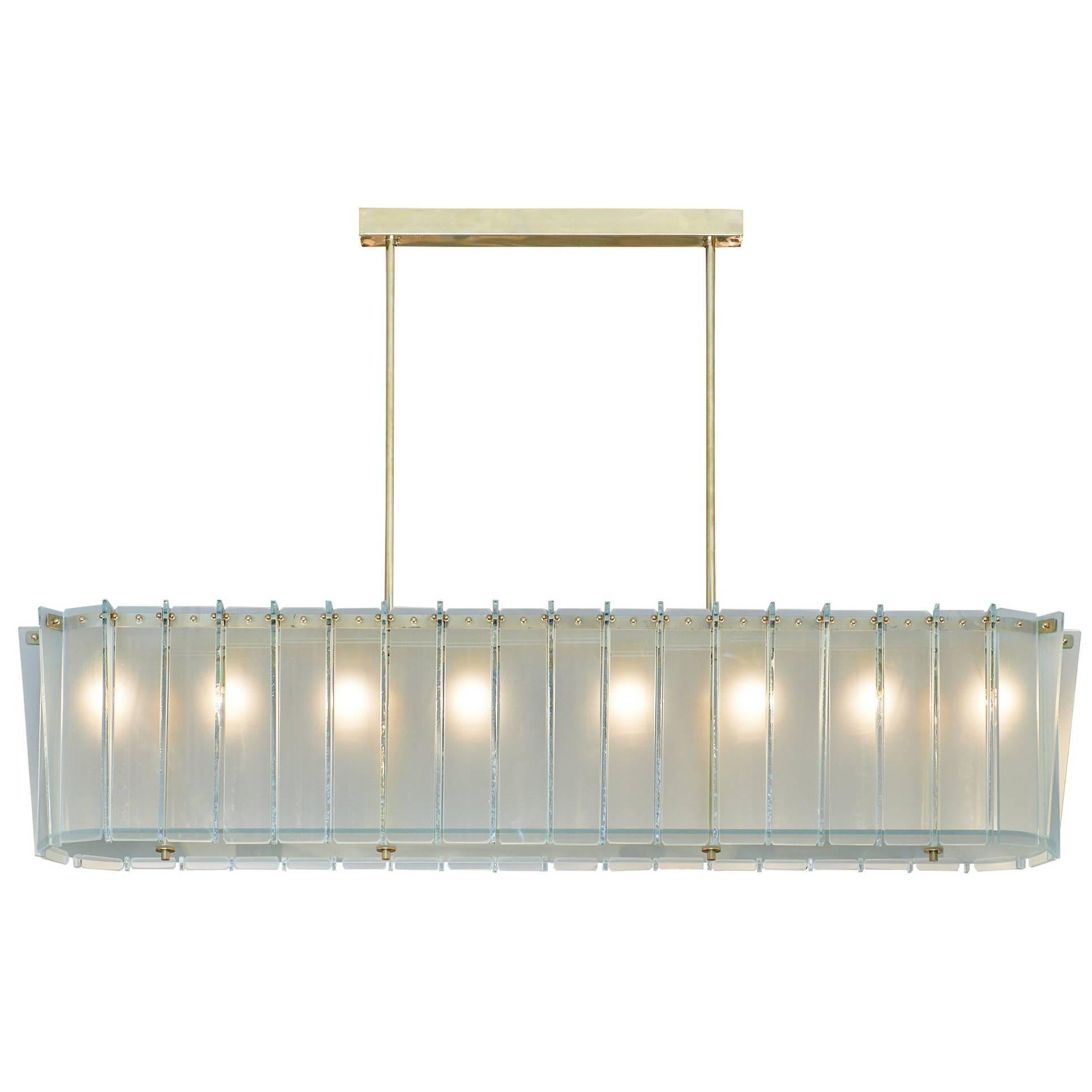 Murano Glass Frosted Modernist Chandelier For Sale