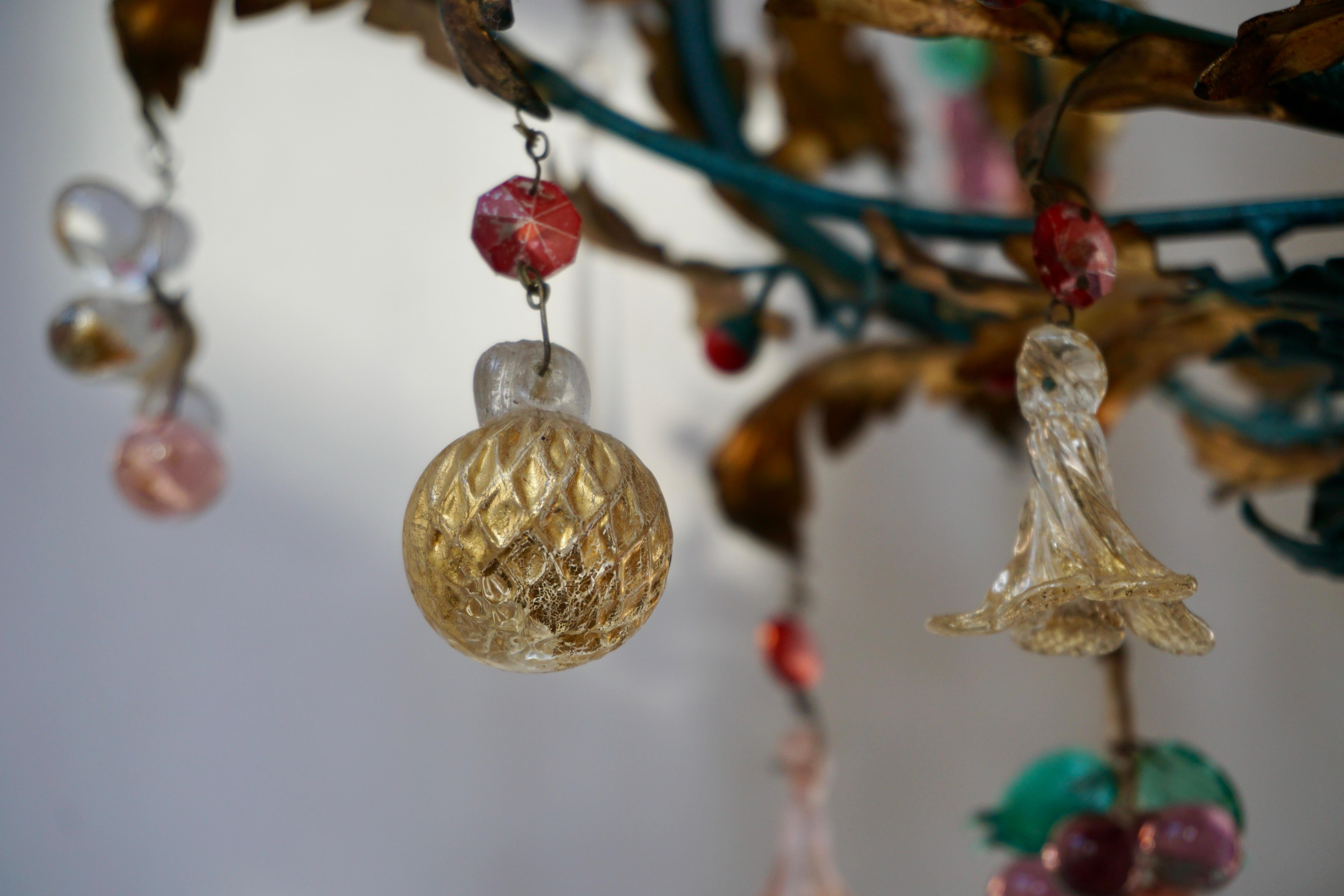 Murano Glass 'Fruit' Chandelier Pendant Light, Glass Gilt Metal, 1950s 6