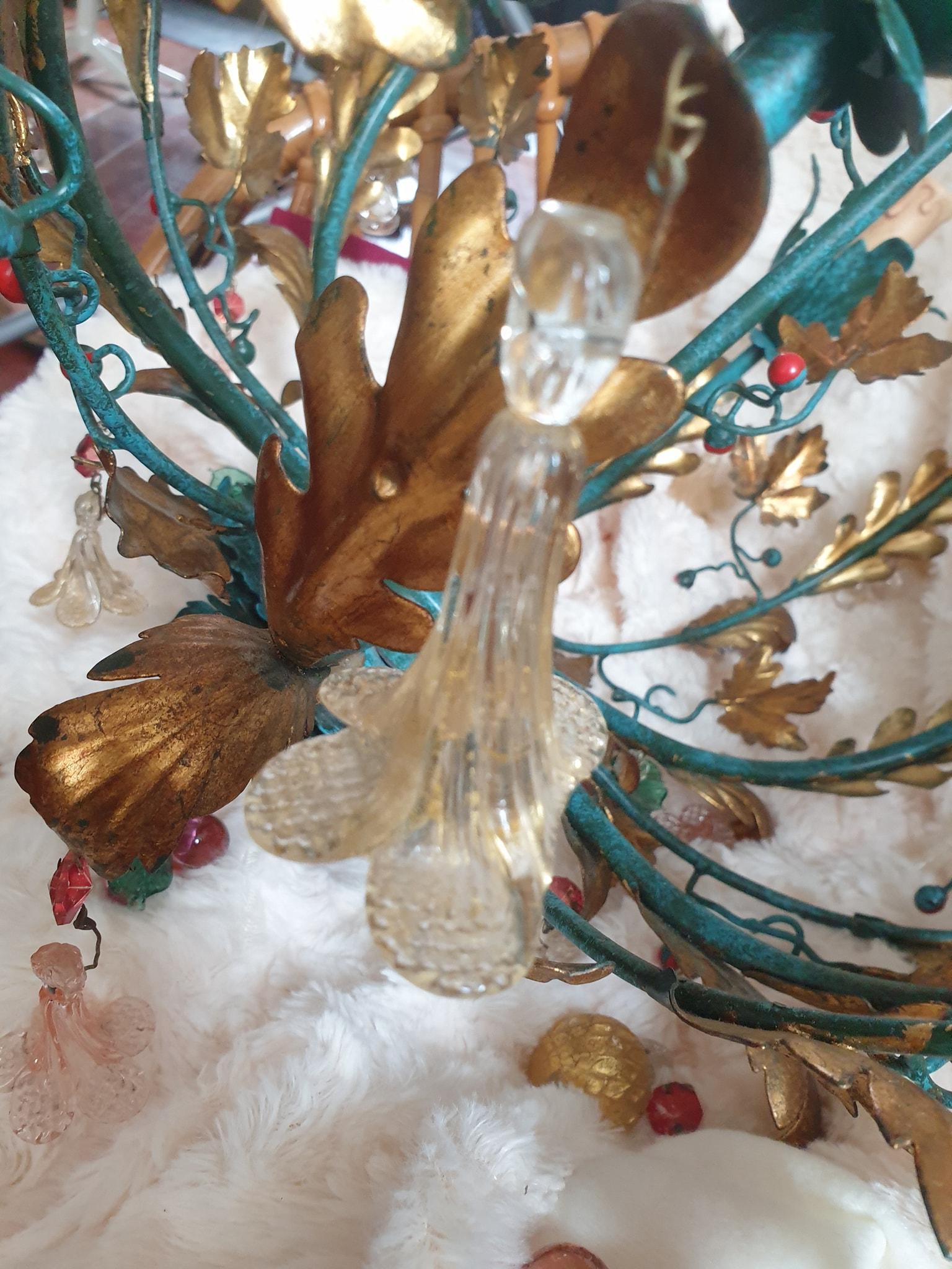 Murano Glass 'Fruit' Chandelier Pendant Light, Glass Gilt Metal, 1950s 9