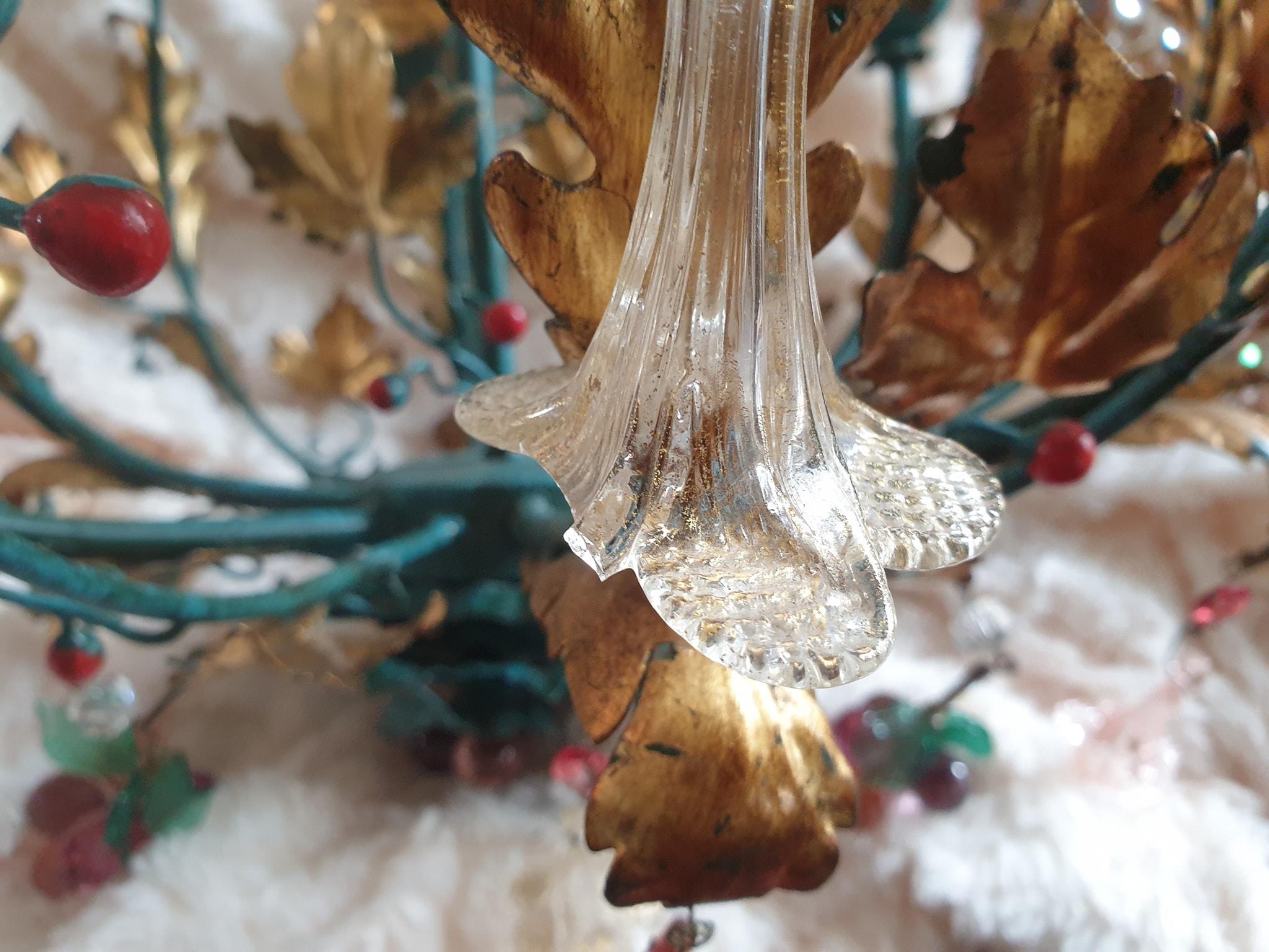 Murano Glass 'Fruit' Chandelier Pendant Light, Glass Gilt Metal, 1950s 10