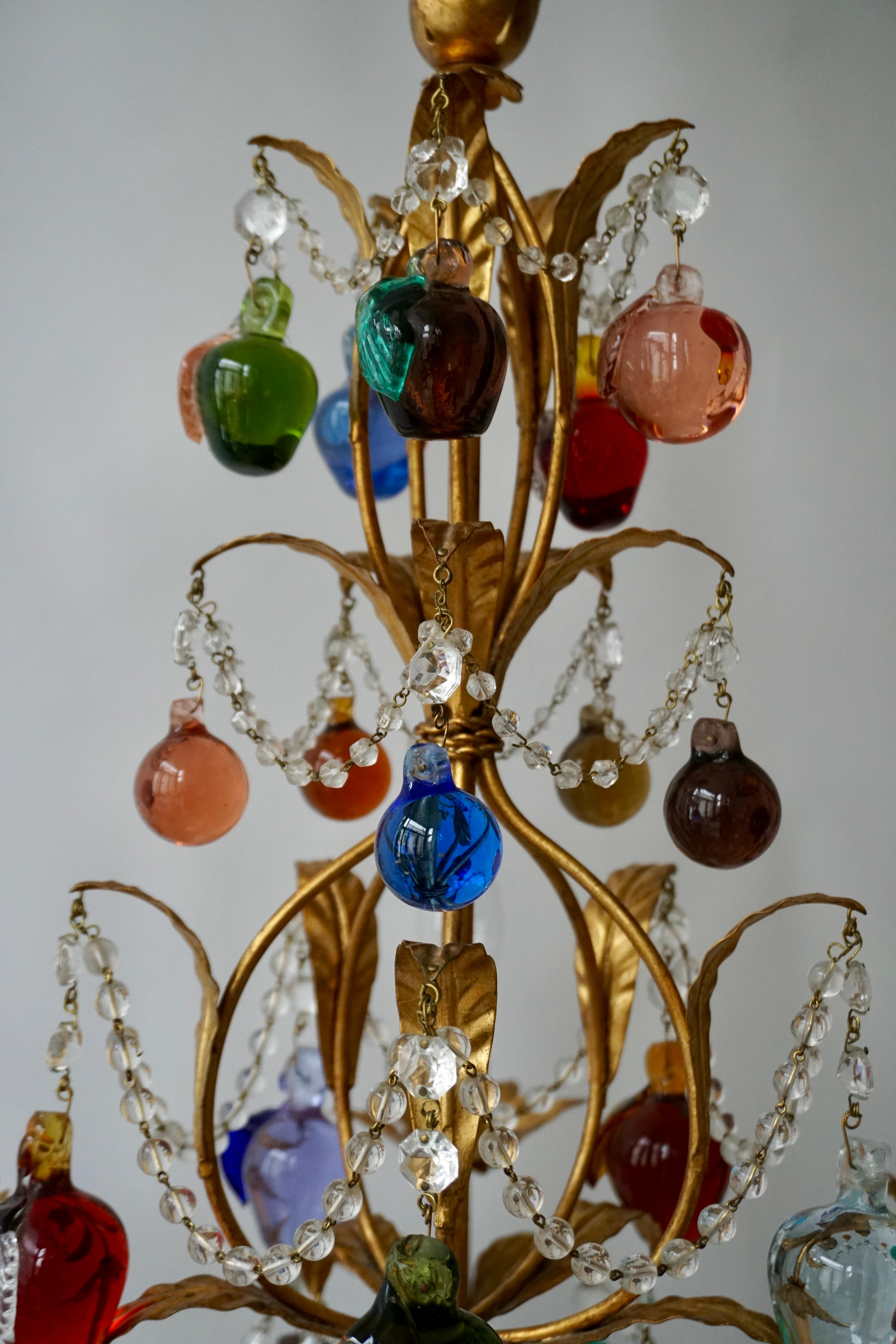 Obst-Kronleuchter aus Muranoglas mit Trauben 1