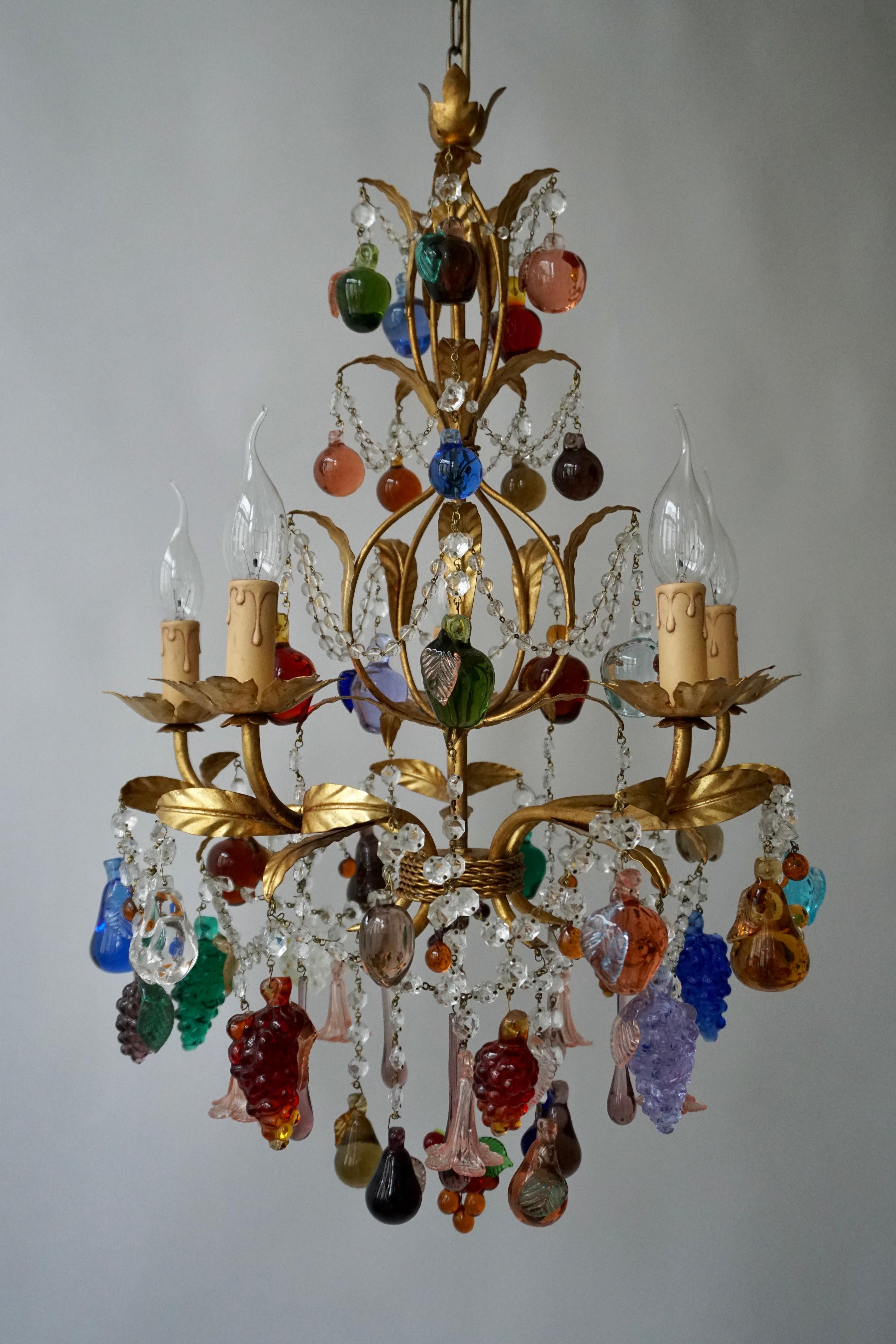 Obst-Kronleuchter aus Muranoglas mit Trauben 2