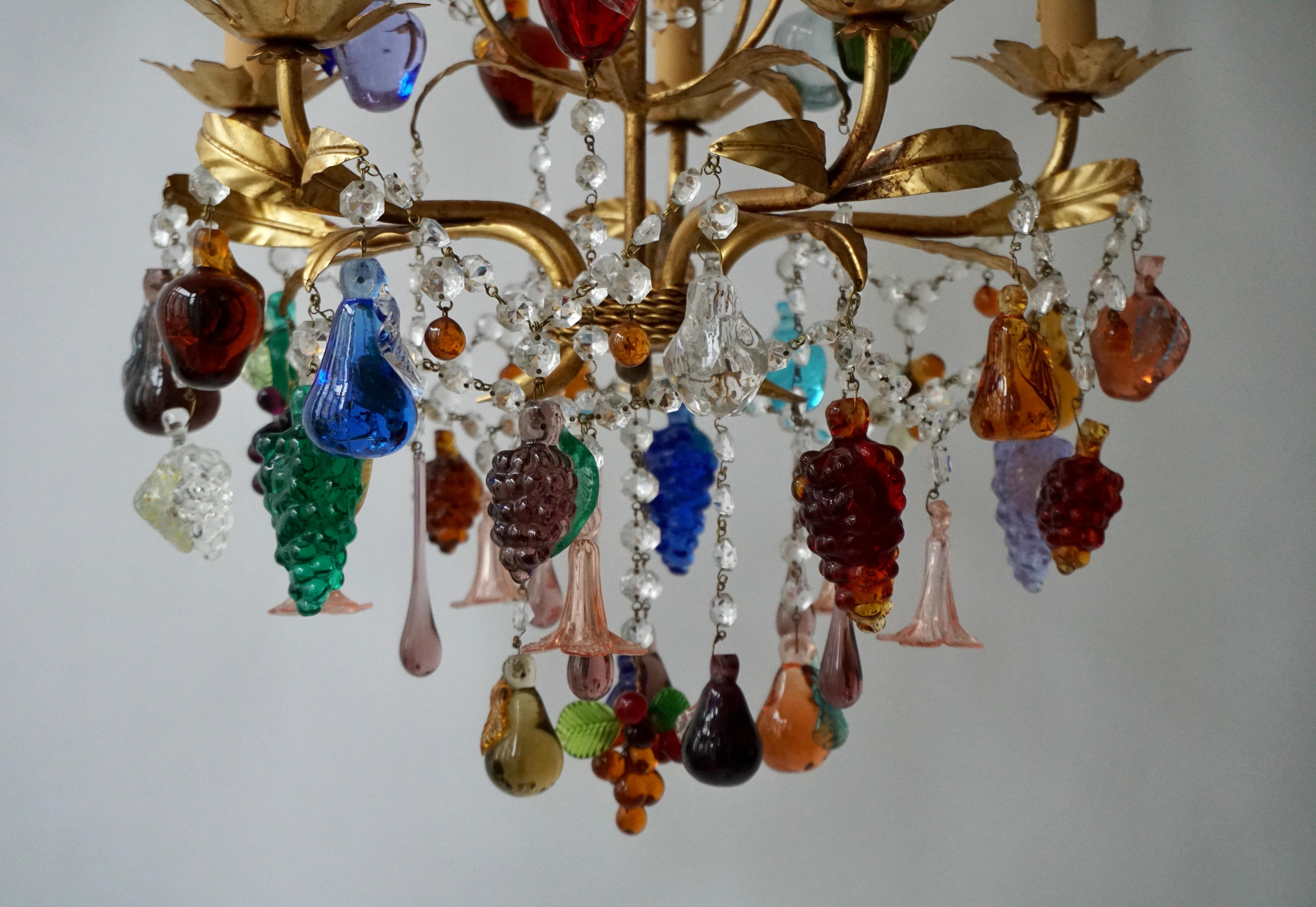 Obst-Kronleuchter aus Muranoglas mit Trauben 3