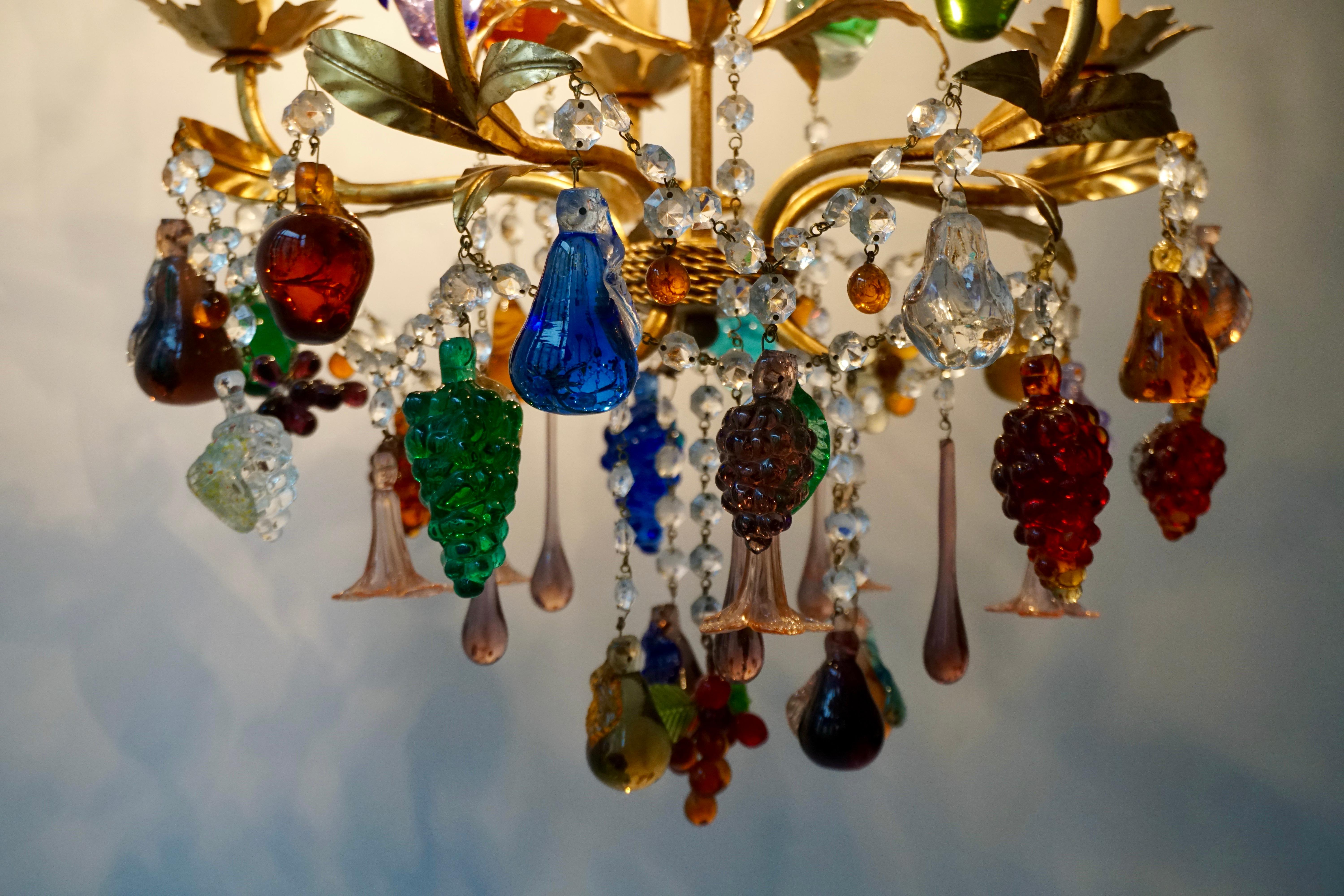 Obst-Kronleuchter aus Muranoglas mit Trauben 4