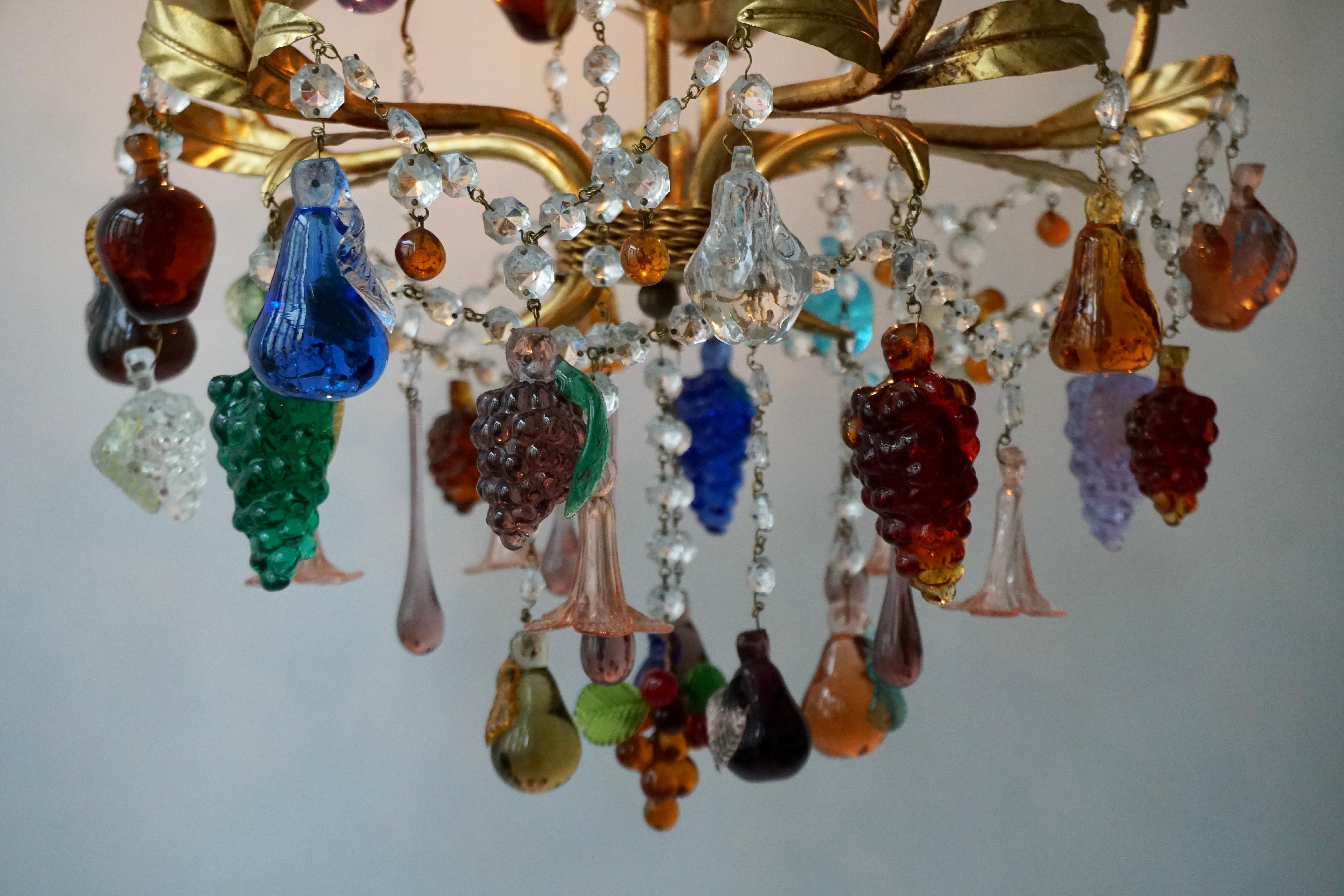 Obst-Kronleuchter aus Muranoglas mit Trauben 5