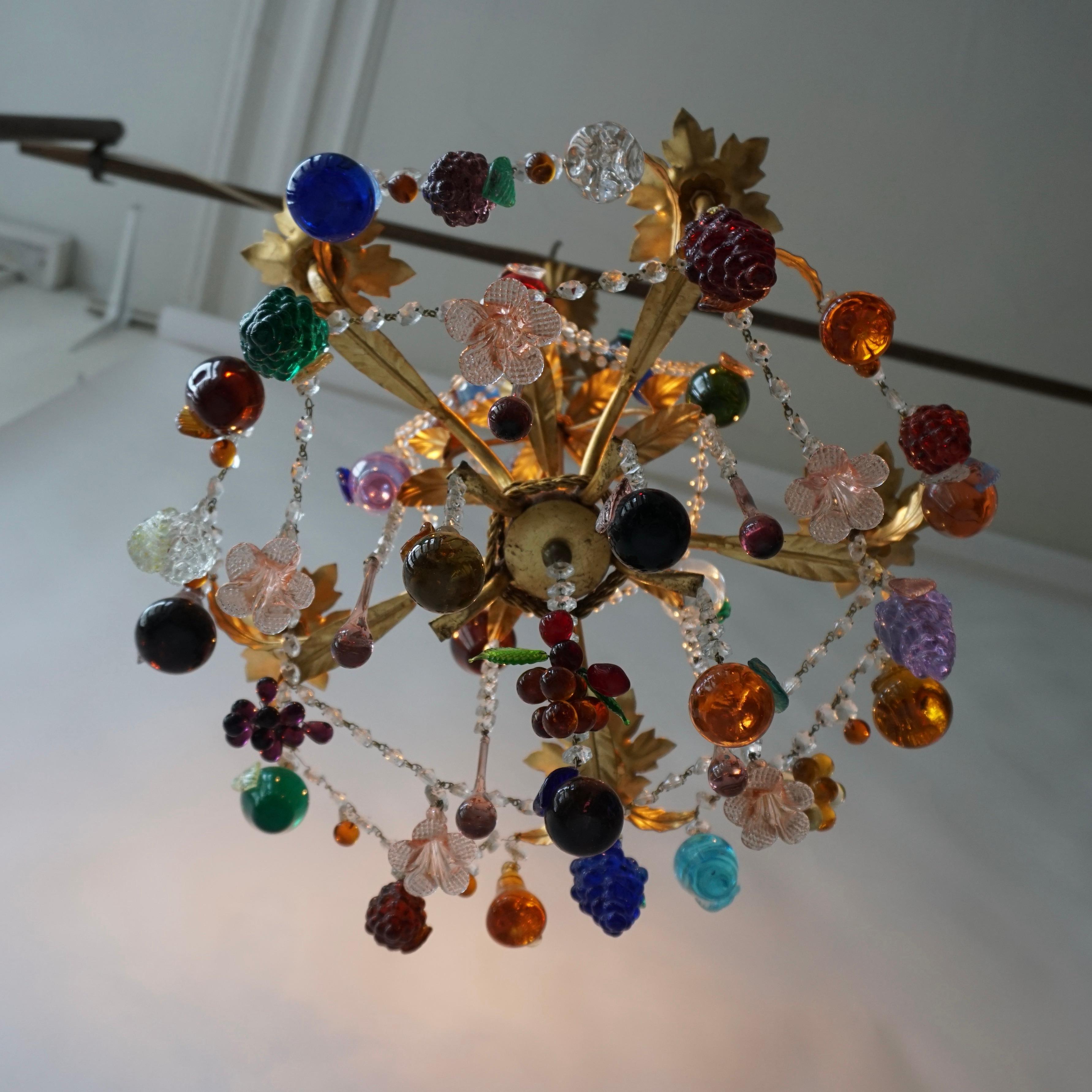 Obst-Kronleuchter aus Muranoglas mit Trauben 6