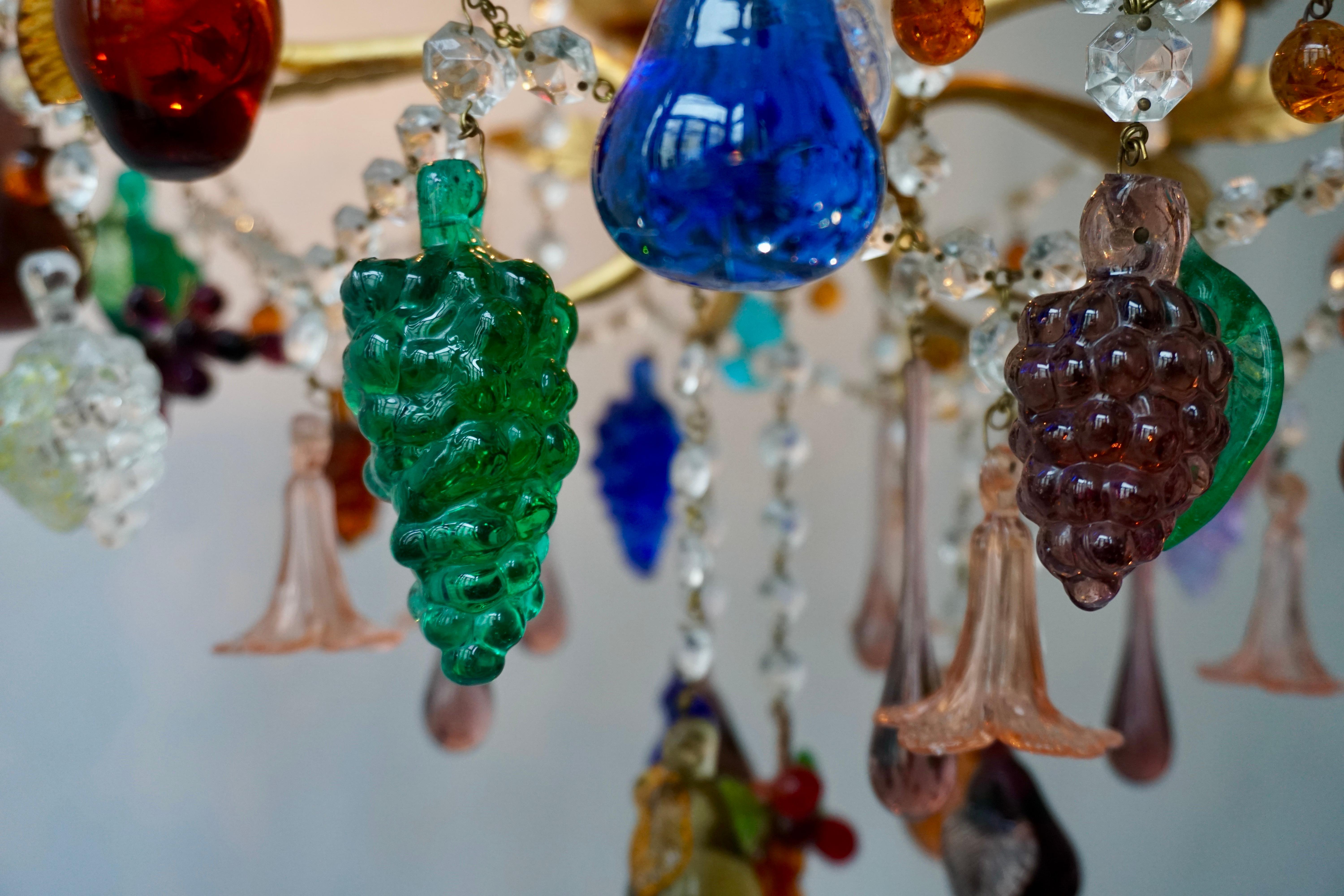 Obst-Kronleuchter aus Muranoglas mit Trauben 7