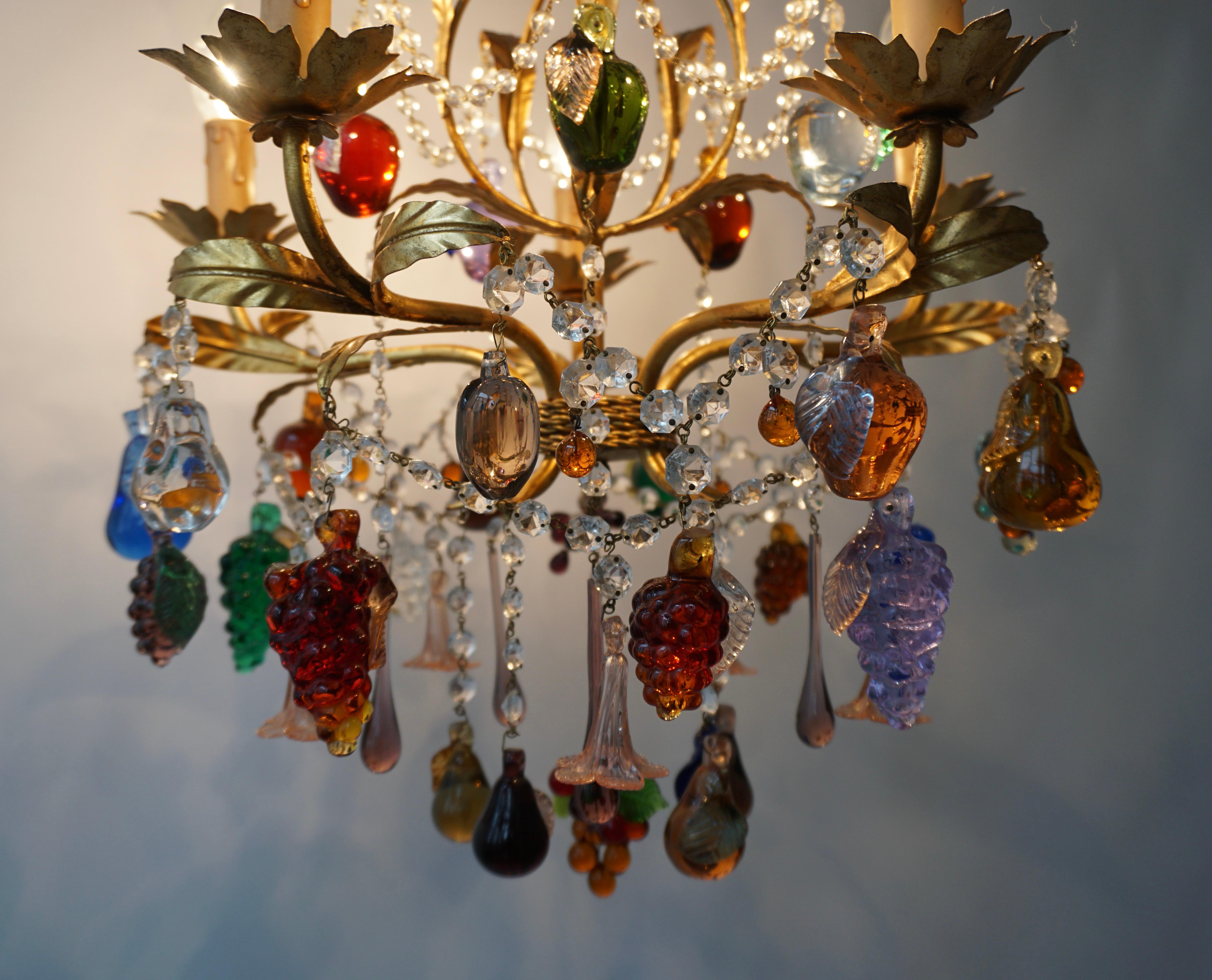Obst-Kronleuchter aus Muranoglas mit Trauben (Italienisch)
