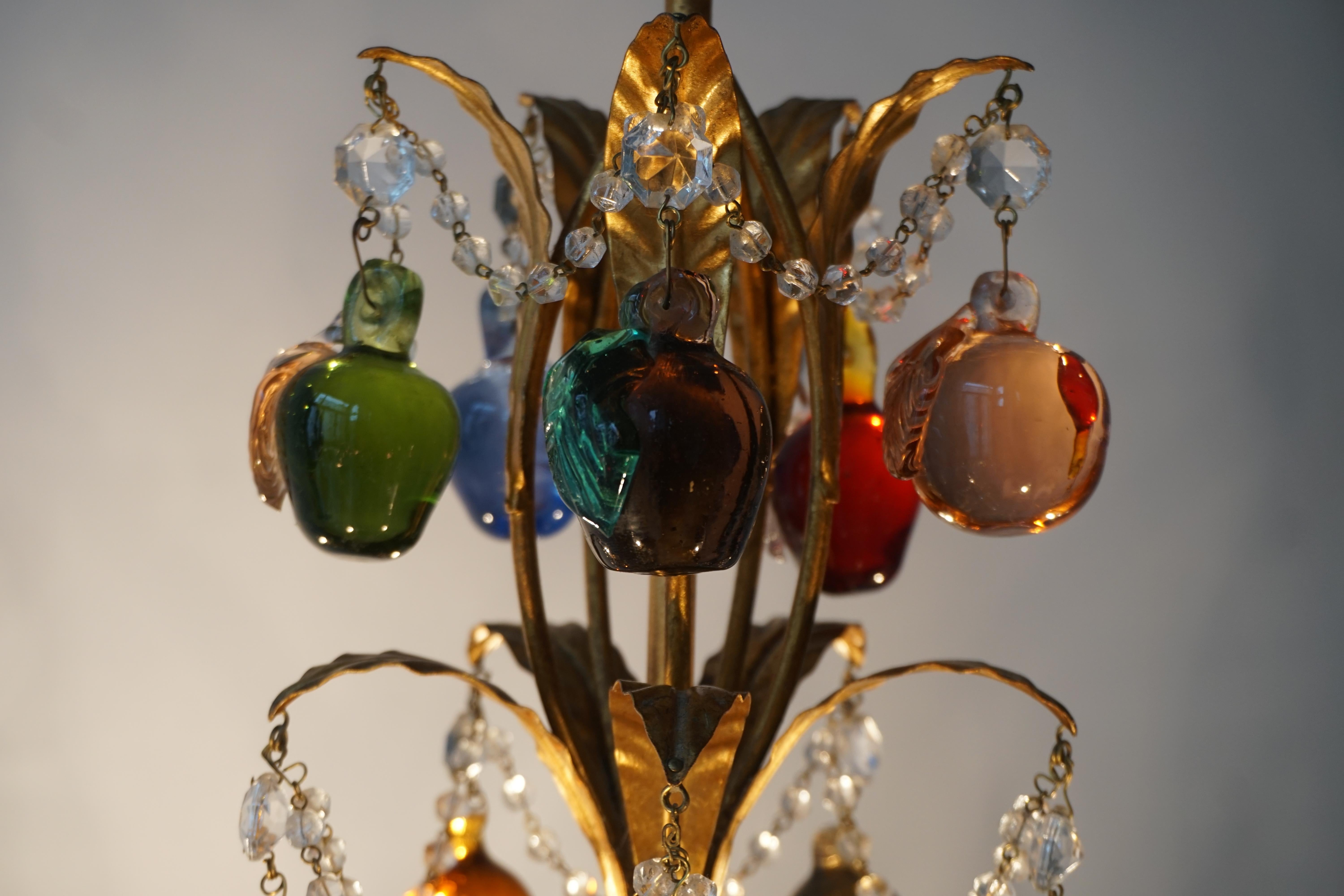 Obst-Kronleuchter aus Muranoglas mit Trauben (20. Jahrhundert)