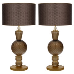 Murano Glass Geometric Gray Lamps