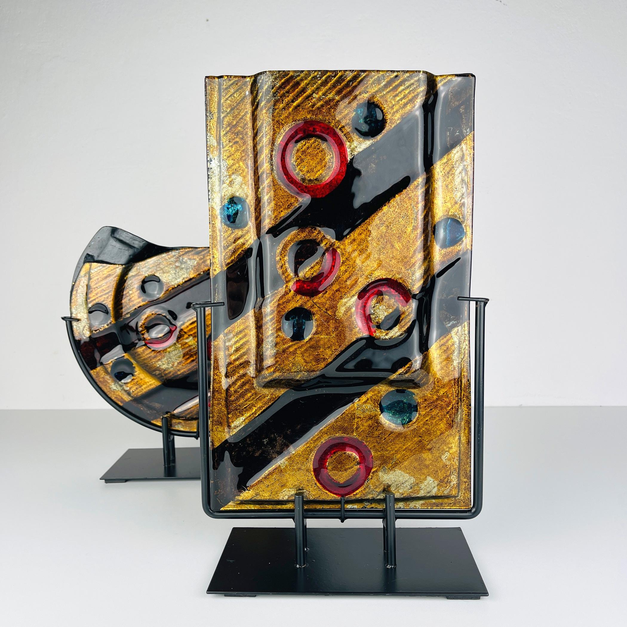 Modern Murano glass geometric vases by Arte Muranese Italy 2000 / Set of 2 For Sale