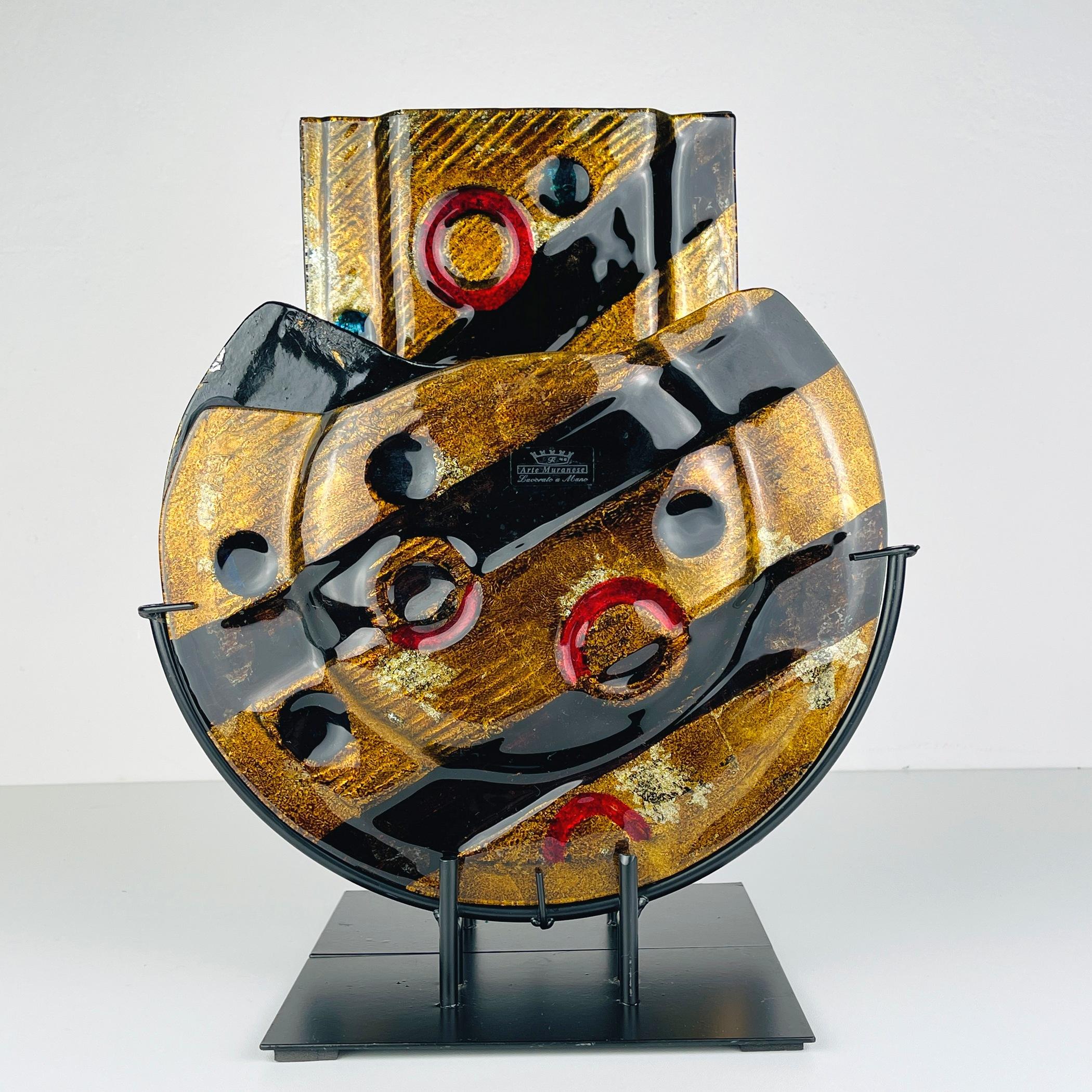 Murano glass geometric vases by Arte Muranese Italy 2000 / Set of 2 In Good Condition For Sale In Miklavž Pri Taboru, SI
