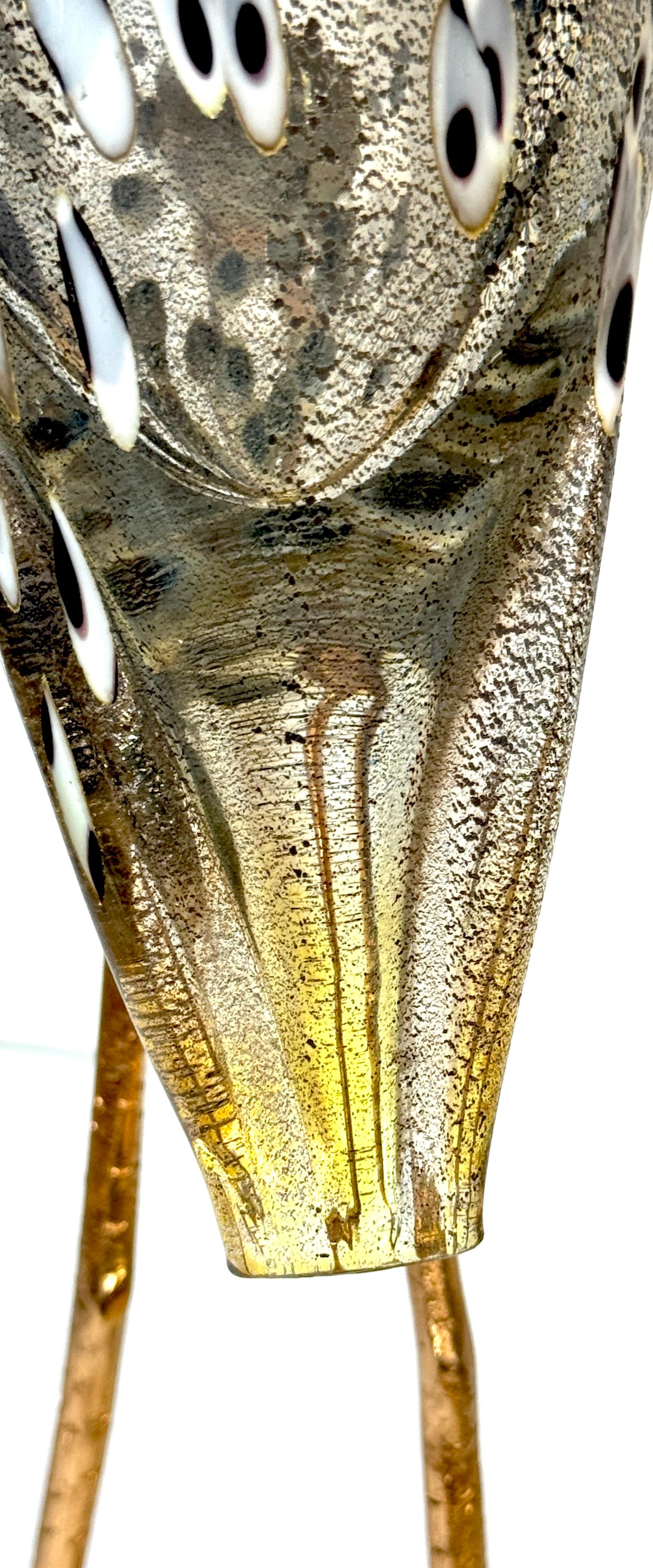 Scultura in vetro di Murano e bronzo dorato 