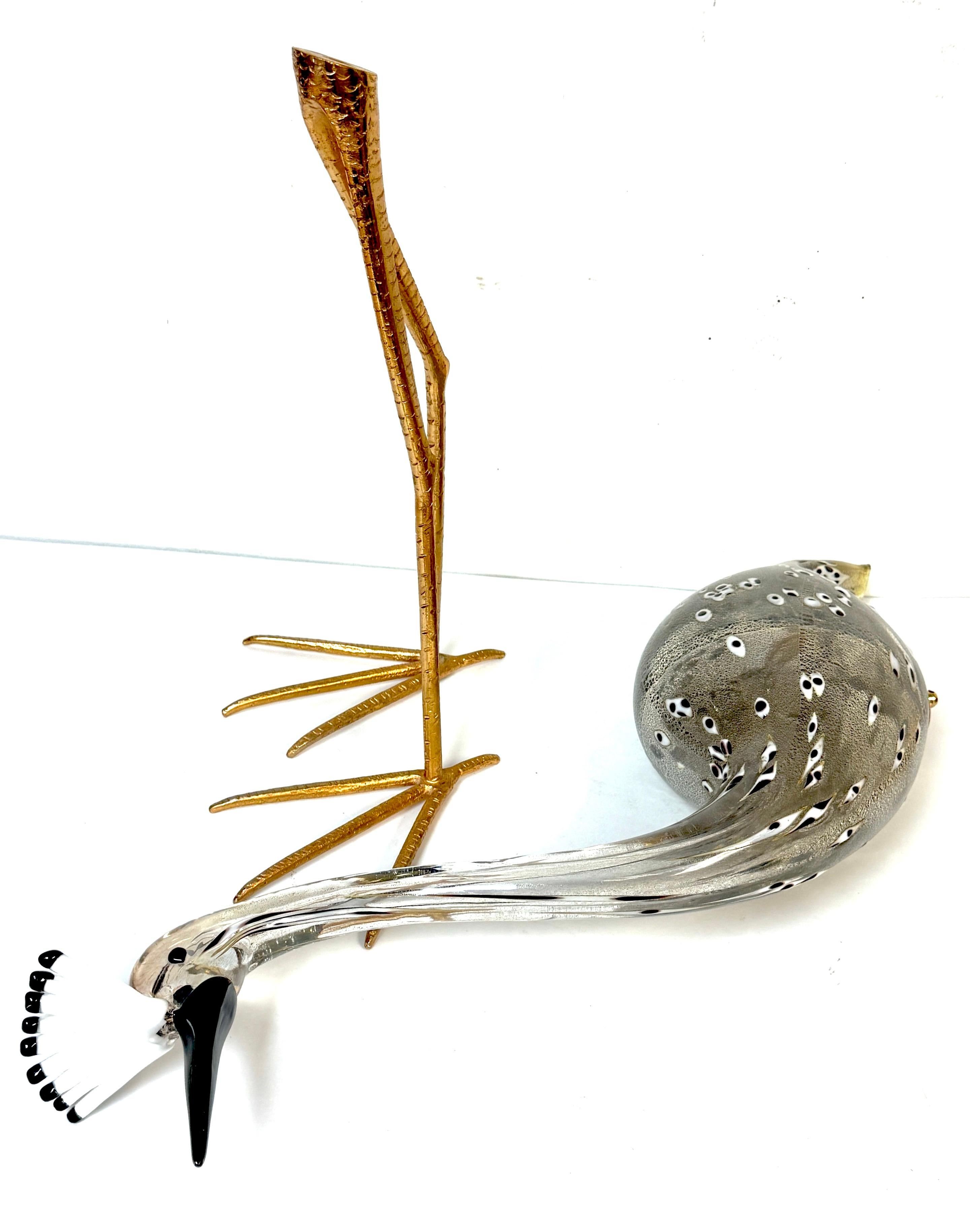 Scultura in vetro di Murano e bronzo dorato 