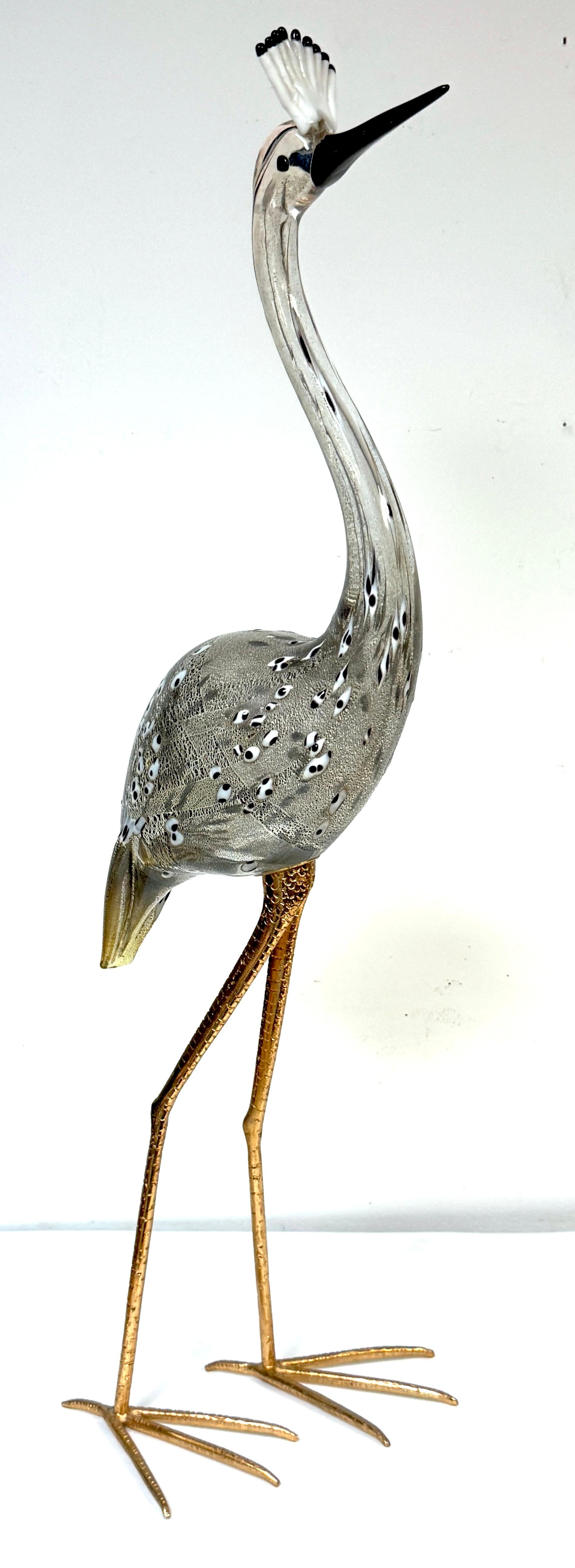 Moderno Scultura in vetro di Murano e bronzo dorato 