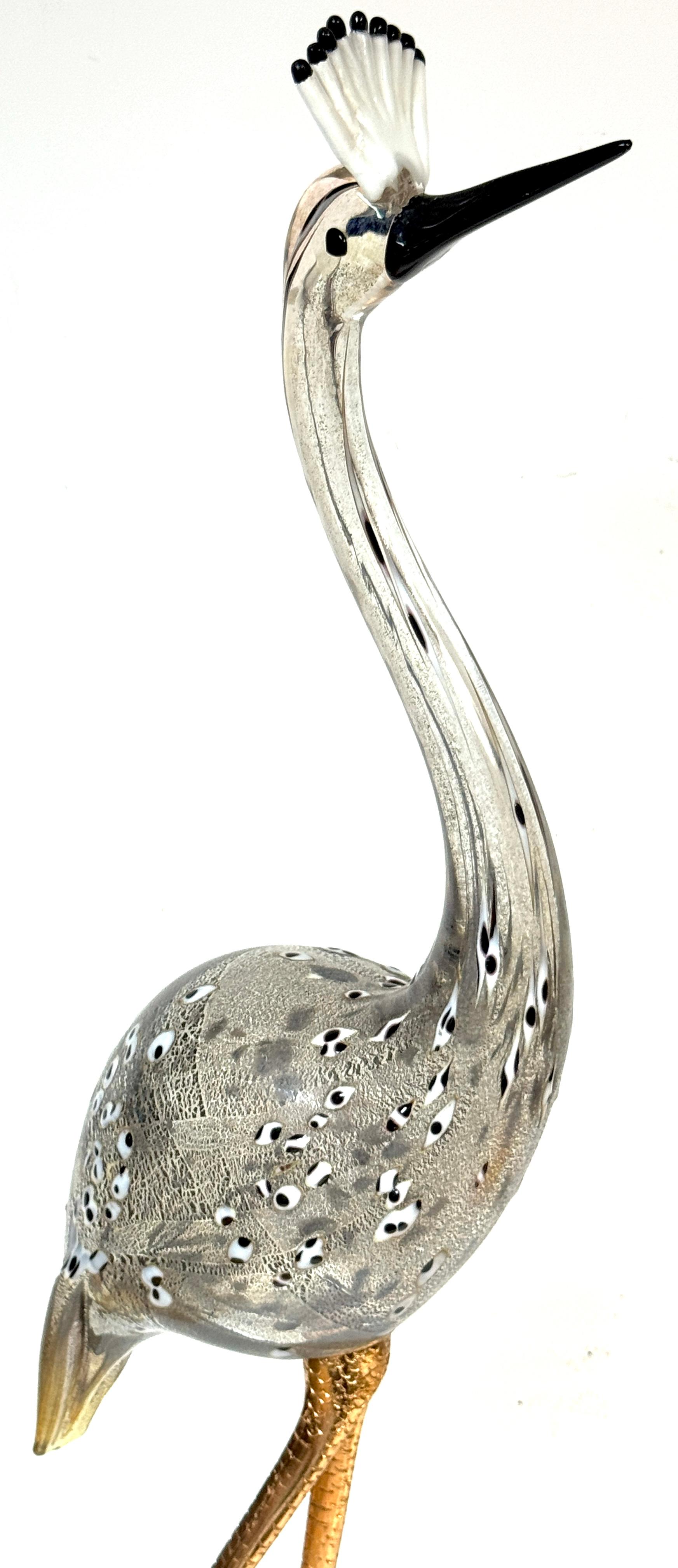 Italiano Scultura in vetro di Murano e bronzo dorato 