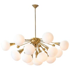 Murano Glass Globe and Brass Sputnik Chandelier