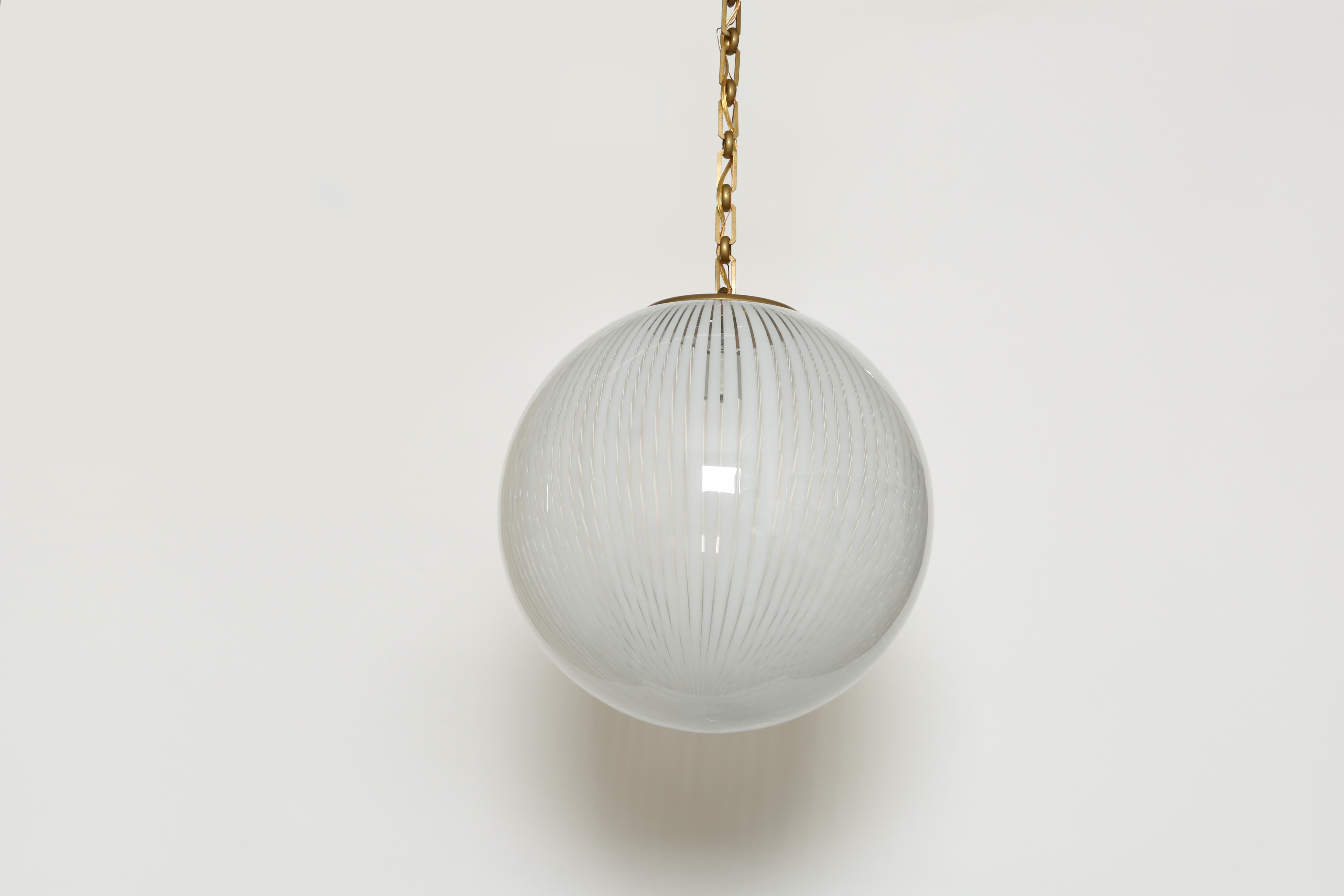 Murano Glass Globe Ceiling Pendant In Good Condition In Brooklyn, NY