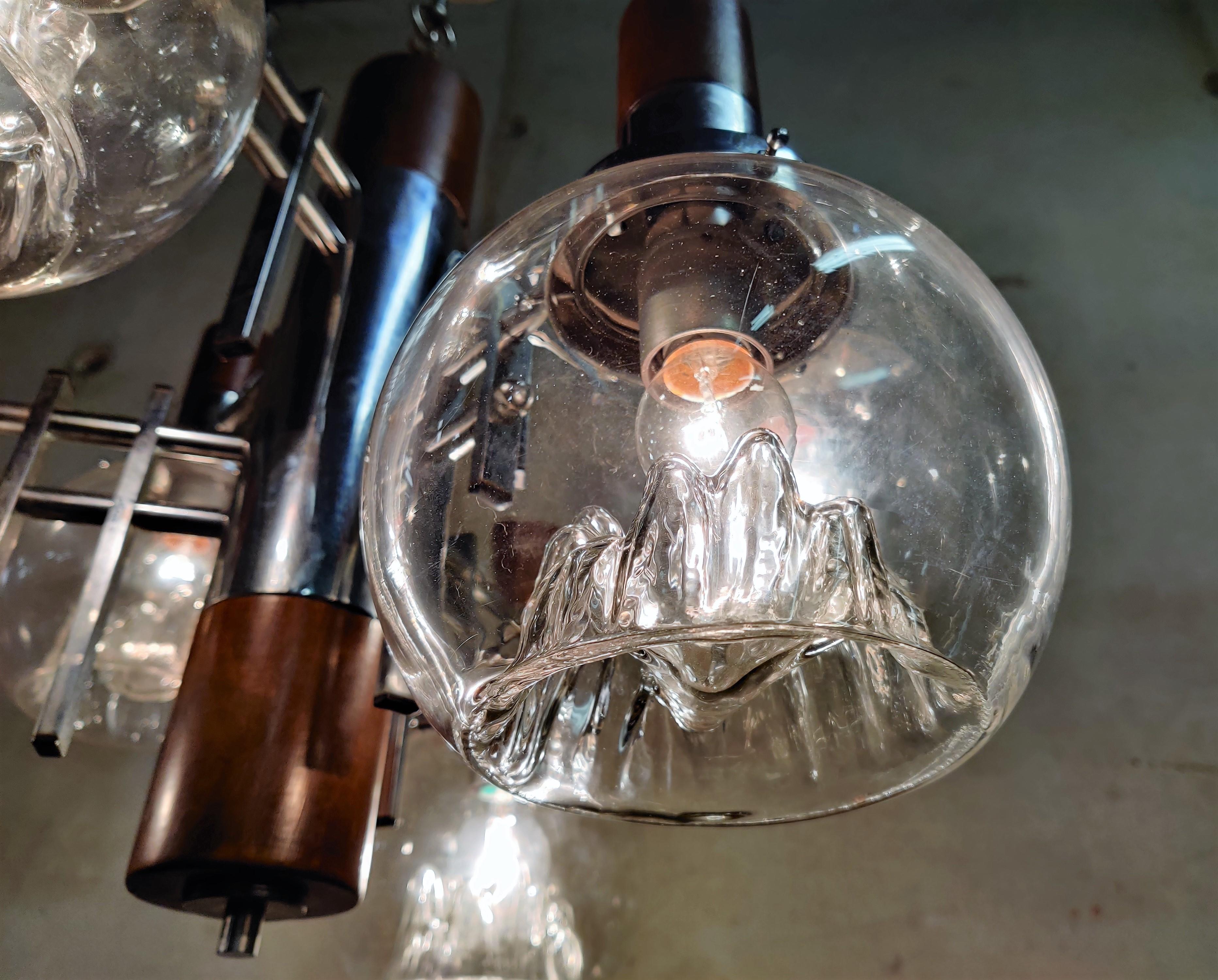 Murano glass globe chandelier, 1970s In Good Condition In HEVERLEE, BE