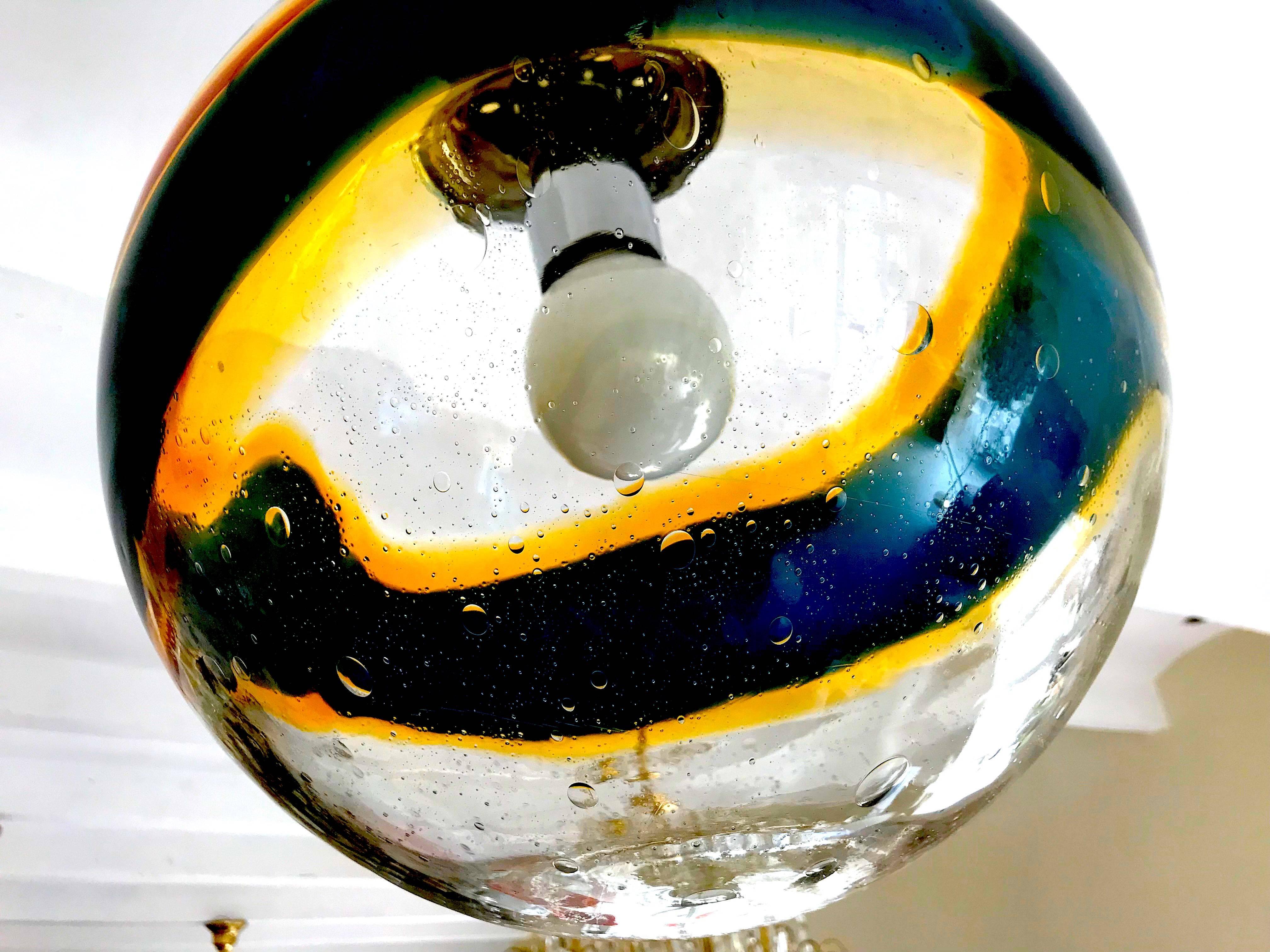 Mid-Century Modern Palolo Venini mid-century Murano pendant Glass Globe Handblown 35 cm, 1960 For Sale