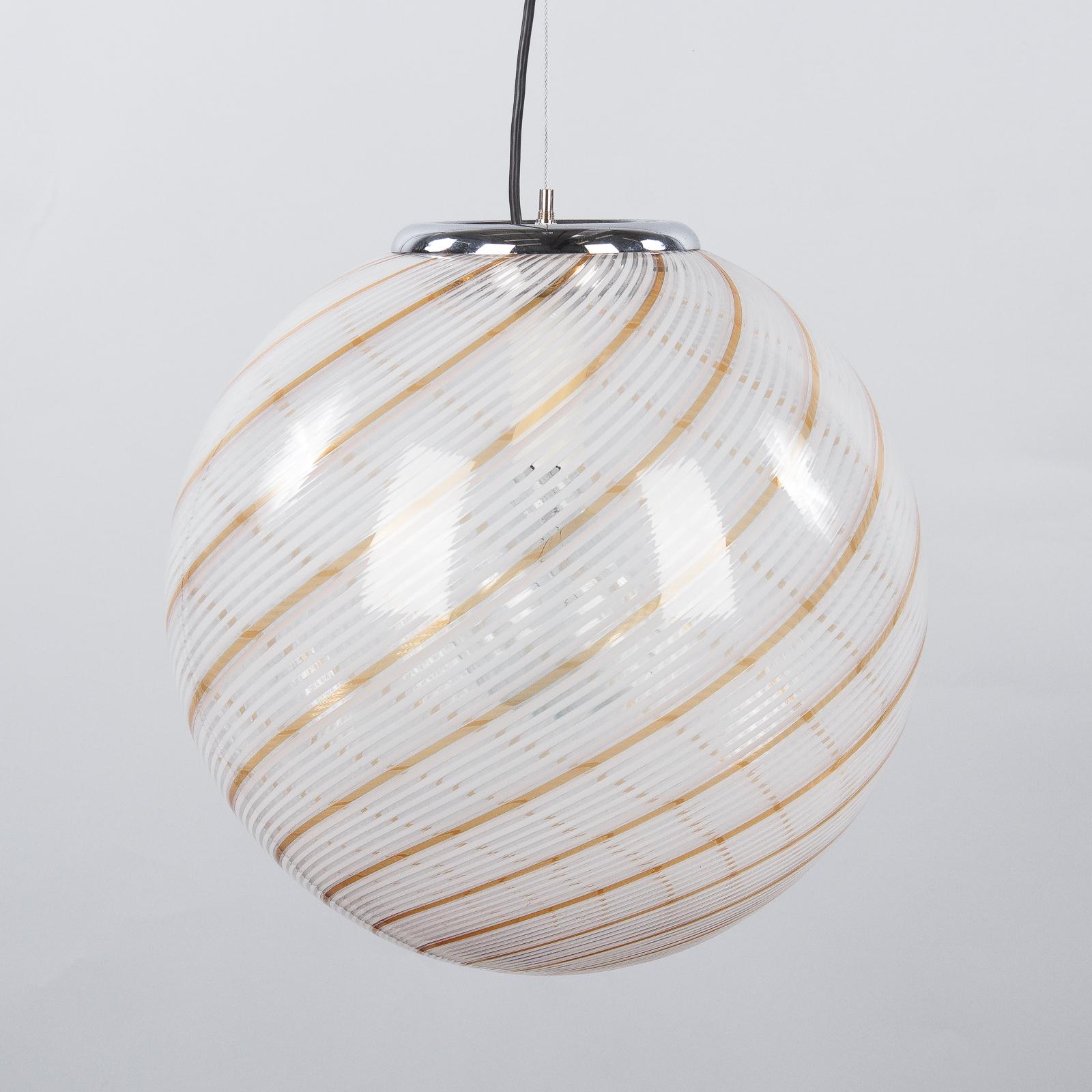 Italian Murano Gold and White Glass Globe Pendant by Venini, 1970s 7