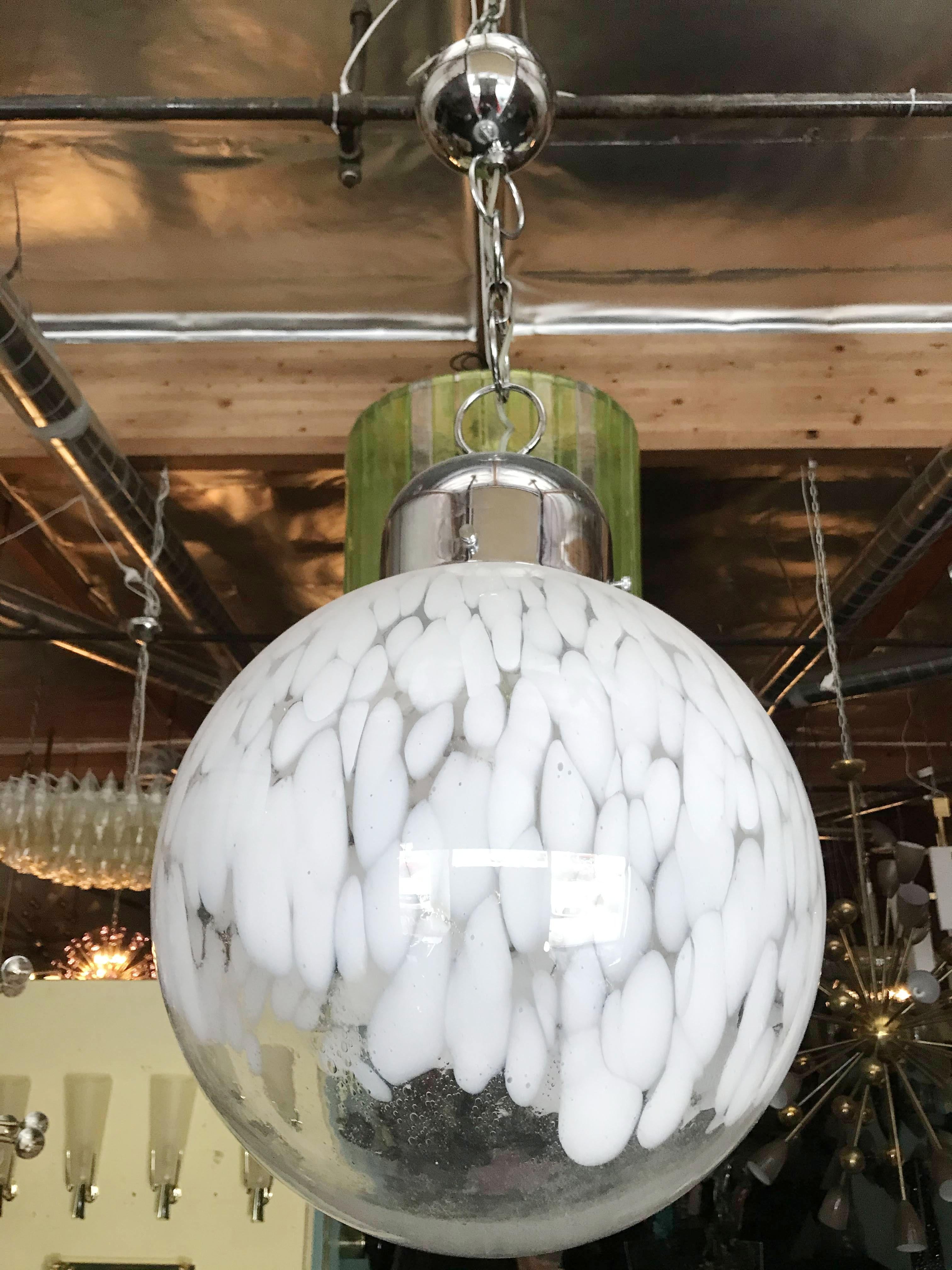 Mid-Century Modern Murano Glass Globe Pendant by Venini