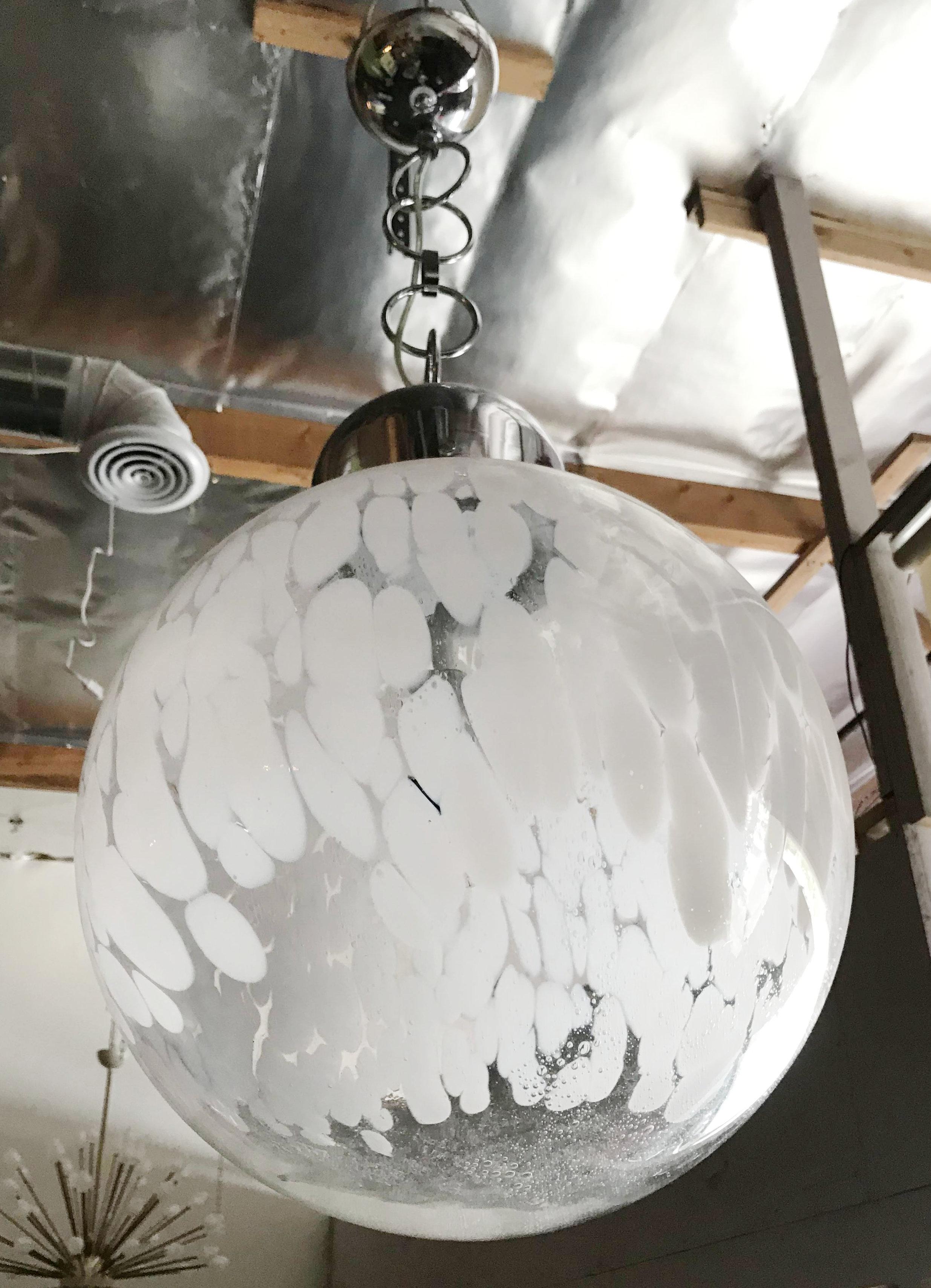 Italian Murano Glass Globe Pendant by Venini