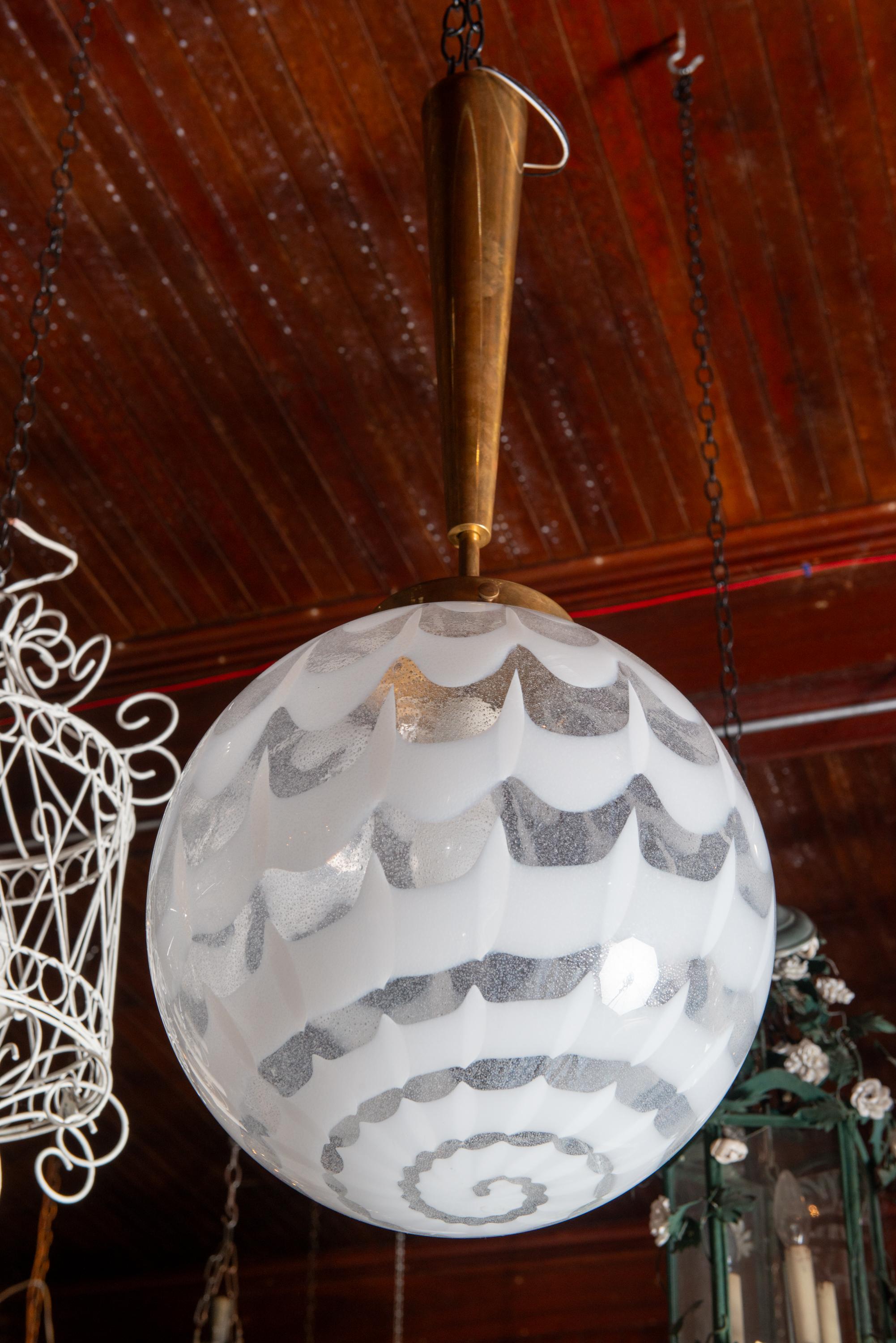 Murano Glass Globe Pendant Chandelier For Sale 3