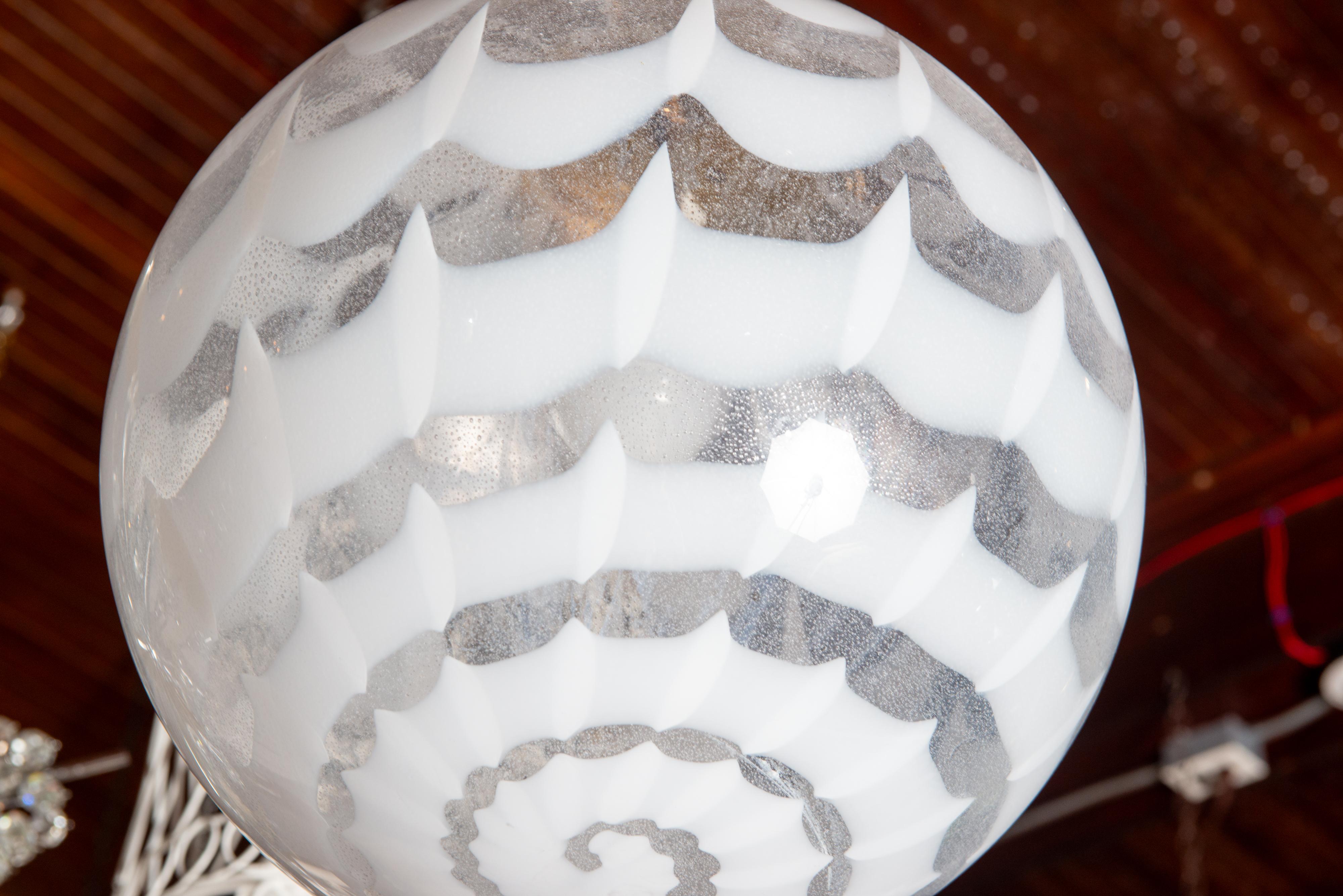 Murano Glass Globe Pendant Chandelier For Sale 4