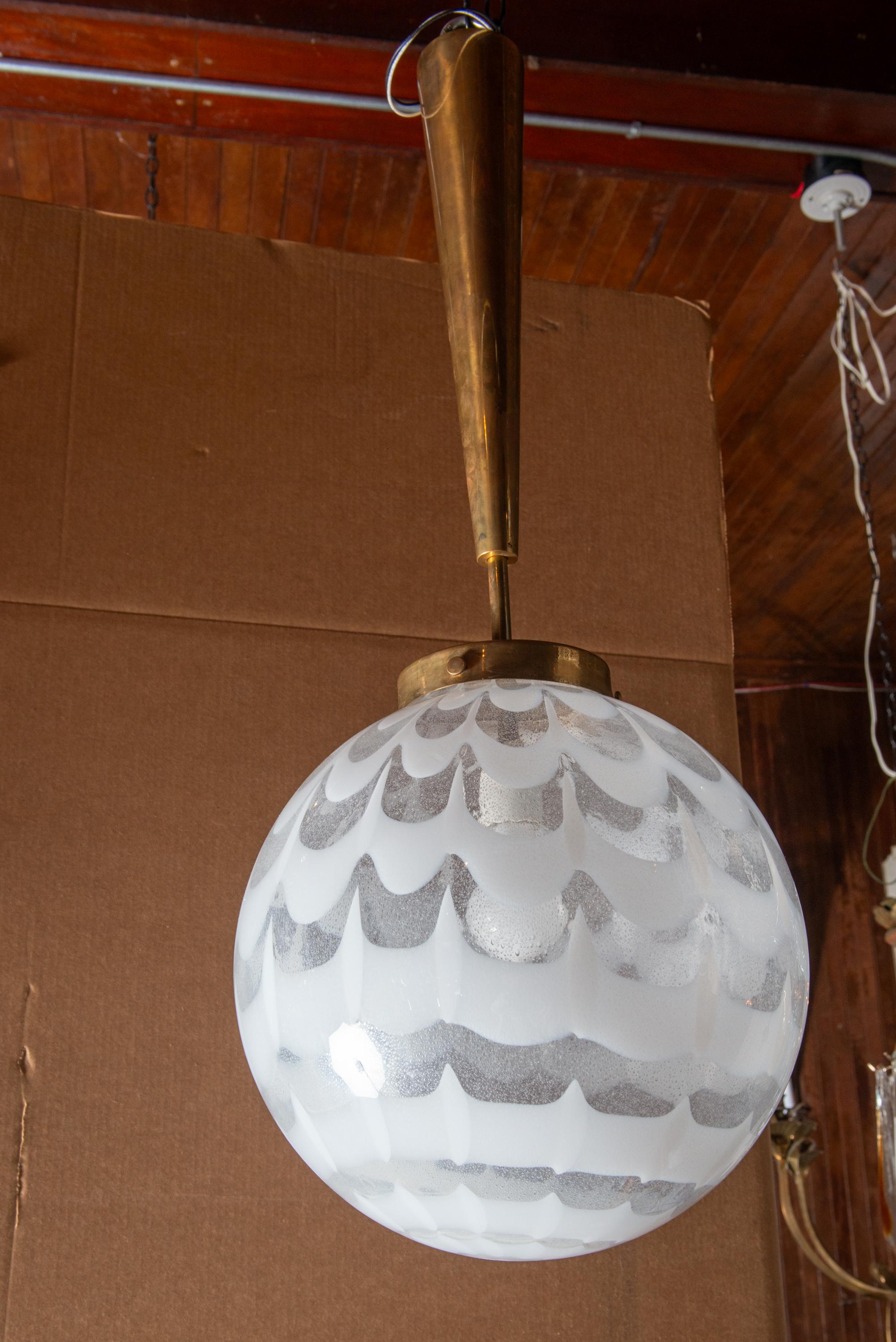 Mid-Century Modern Murano Glass Globe Pendant Chandelier For Sale