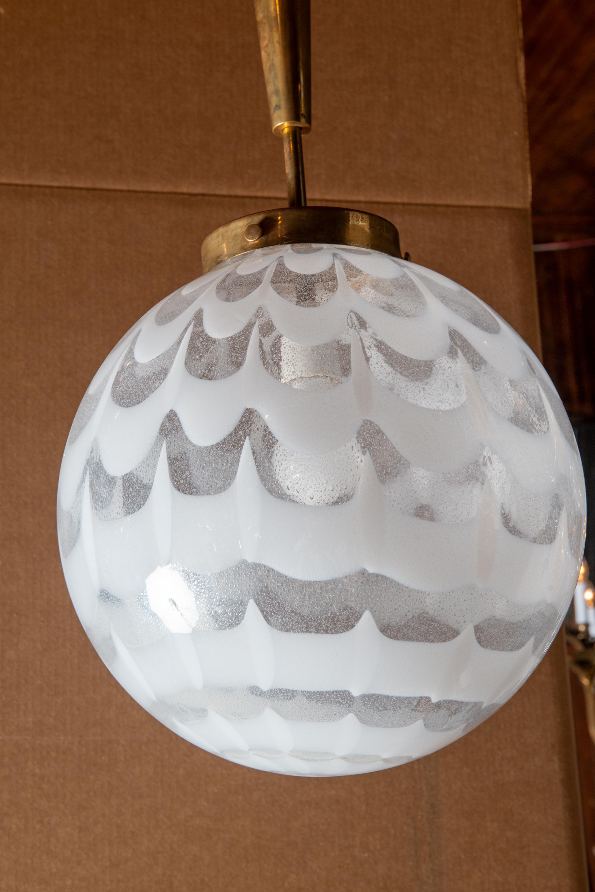 Italian Murano Glass Globe Pendant Chandelier For Sale