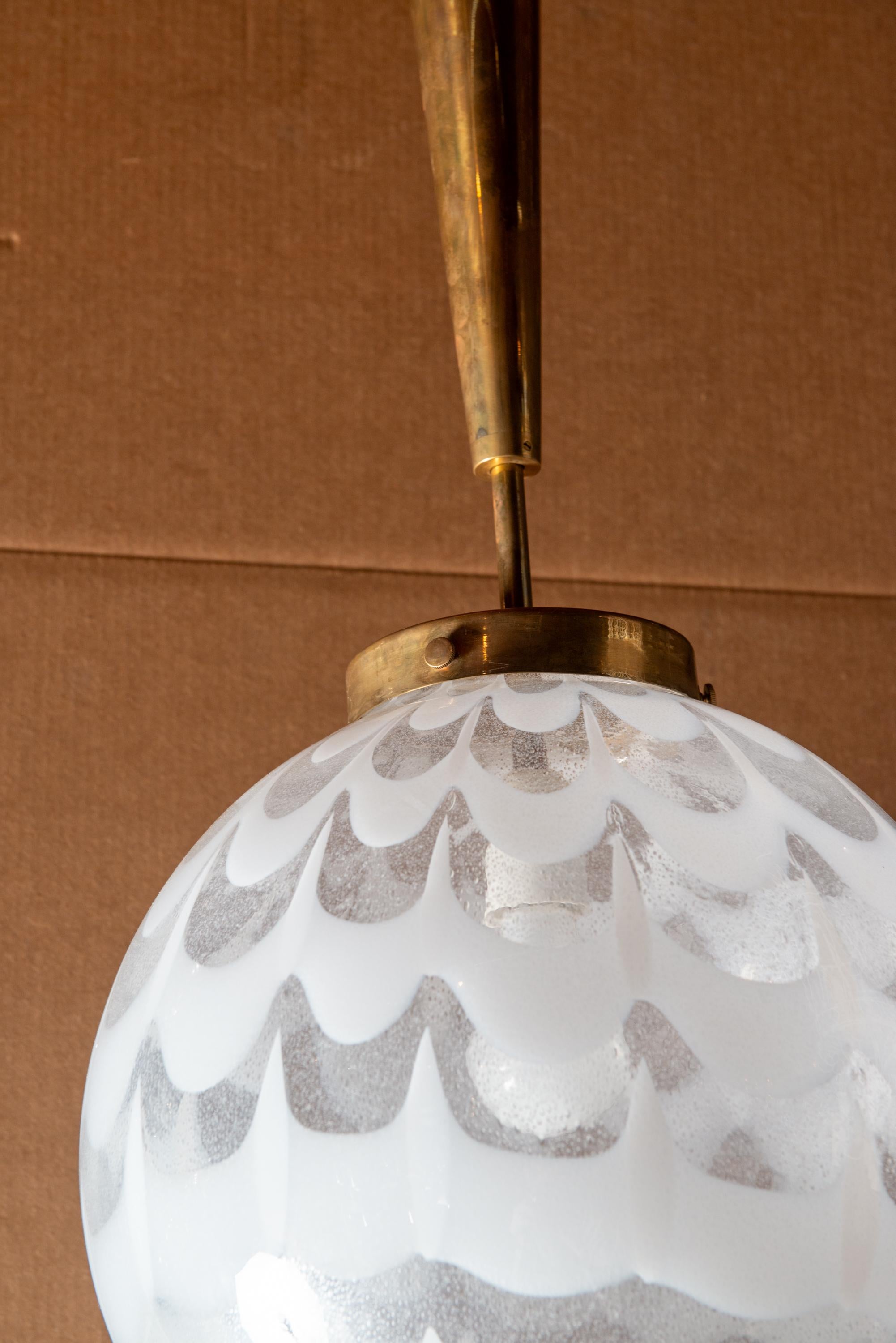 Murano Glass Globe Pendant Chandelier In Good Condition For Sale In Stamford, CT