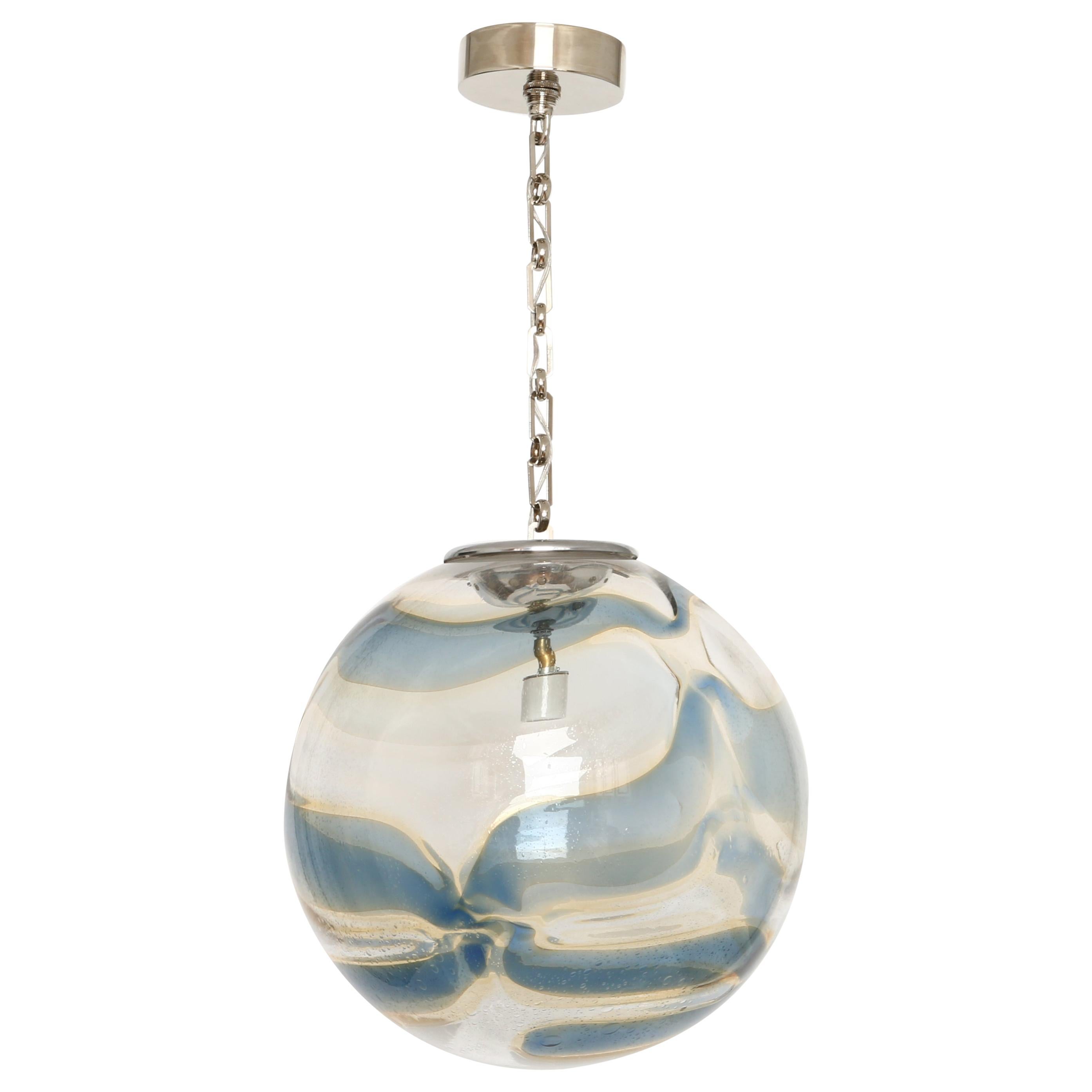 Murano Glass and Brass Globe Pendant Lamp at 1stdibs