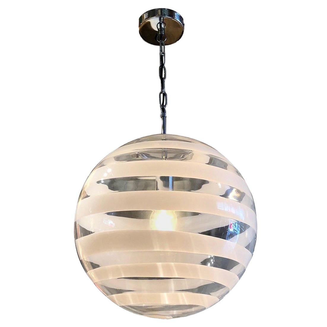 Murano Glass Globe Pendants with White Swirl Accent